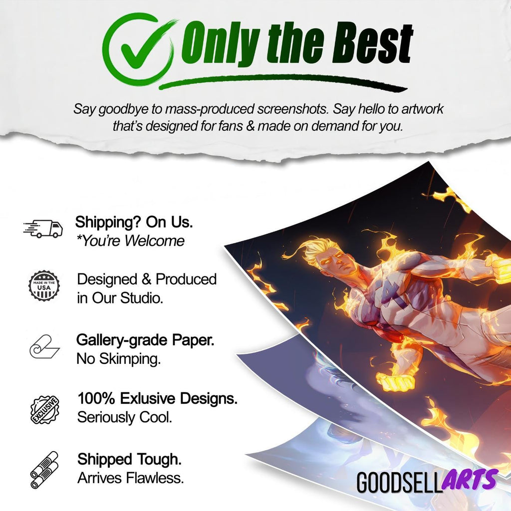 Human Torch Fantastic Four poster | Johnny Storm Art Print, Marvel rivals Game Room Decor, Superhero Gamer Wall Art Gift, Comic Geek gift