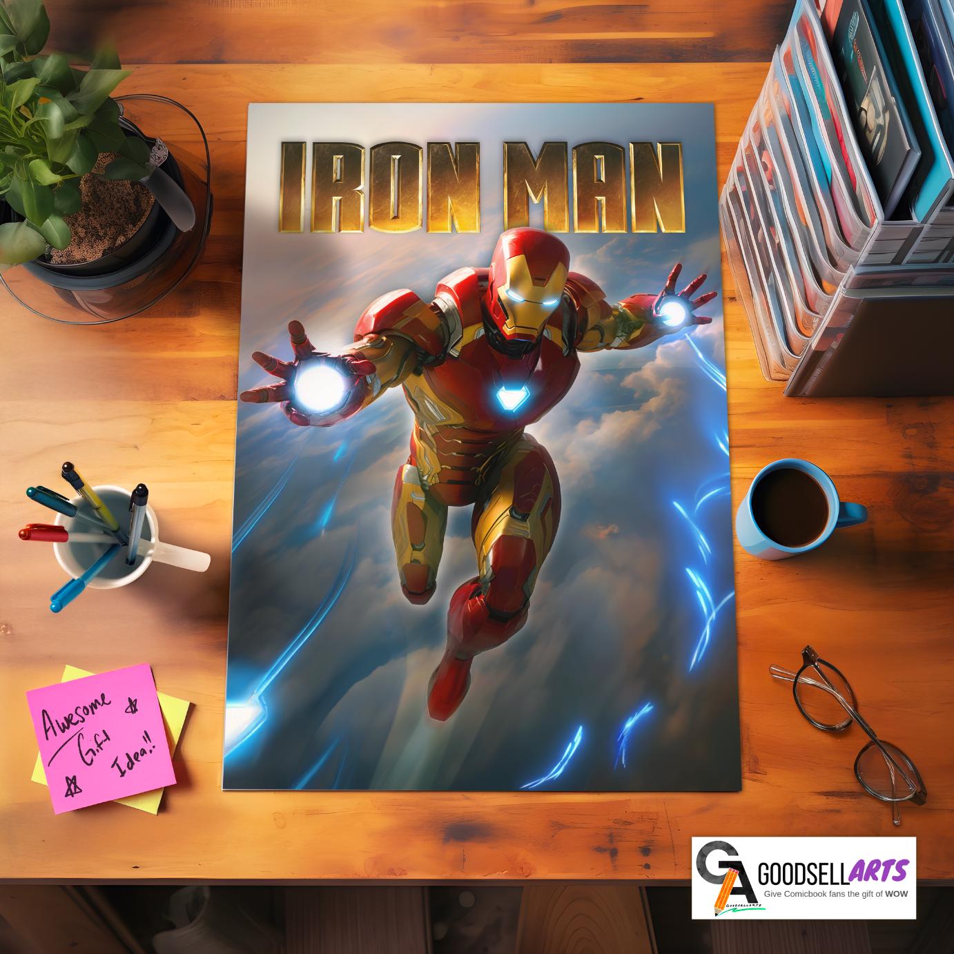 Iron Man Poster Print | Avengers Wall Art, Tony Stark Movie Poster, Marvel Fan Art, Superhero Home Decor, Iron man fan gift, geek room decor