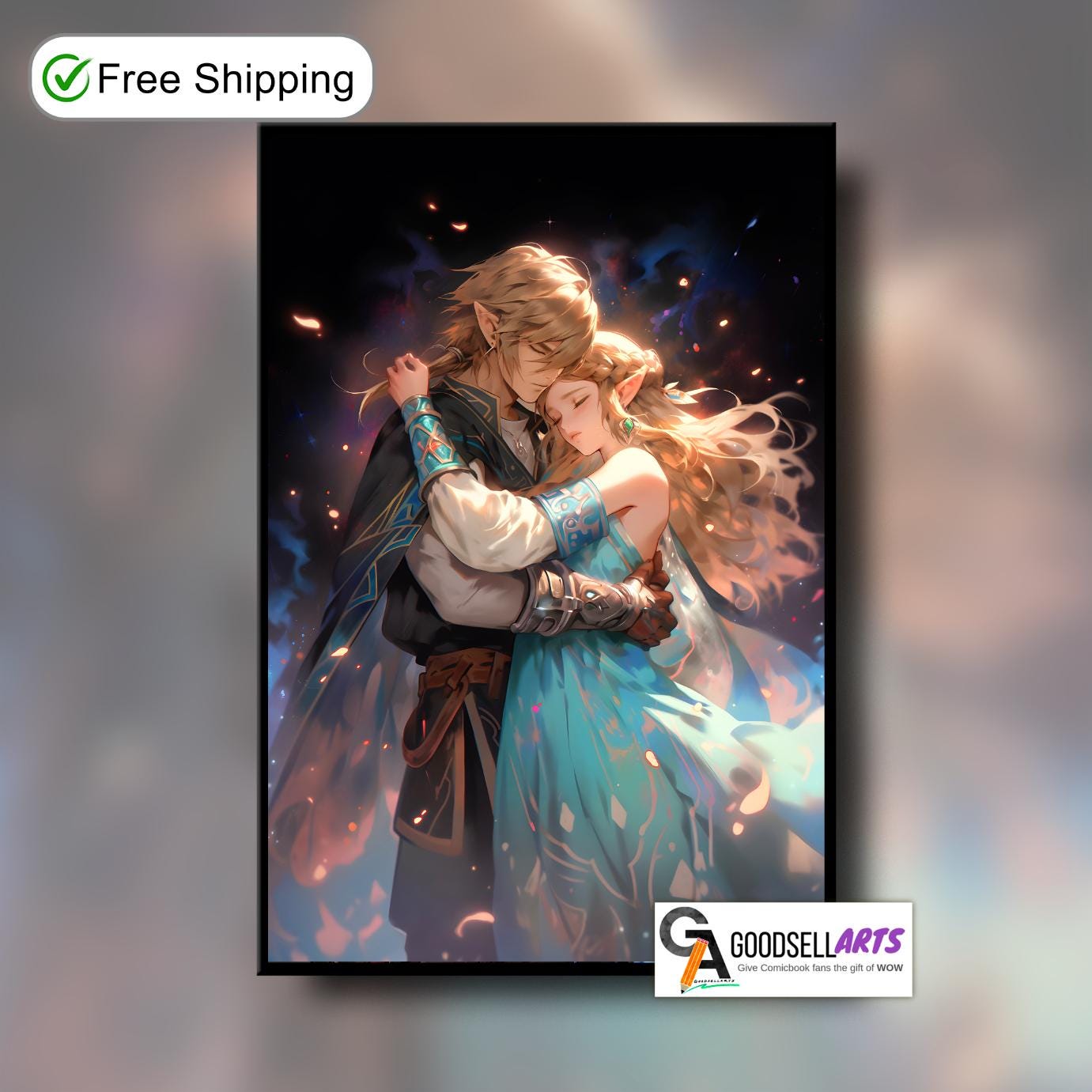 Zelda and Link Love Poster | &quot;Eternally Bound&quot; | Legend of Zelda | Breath of the wild | Tears of the kingdom | Zelda Fan Art