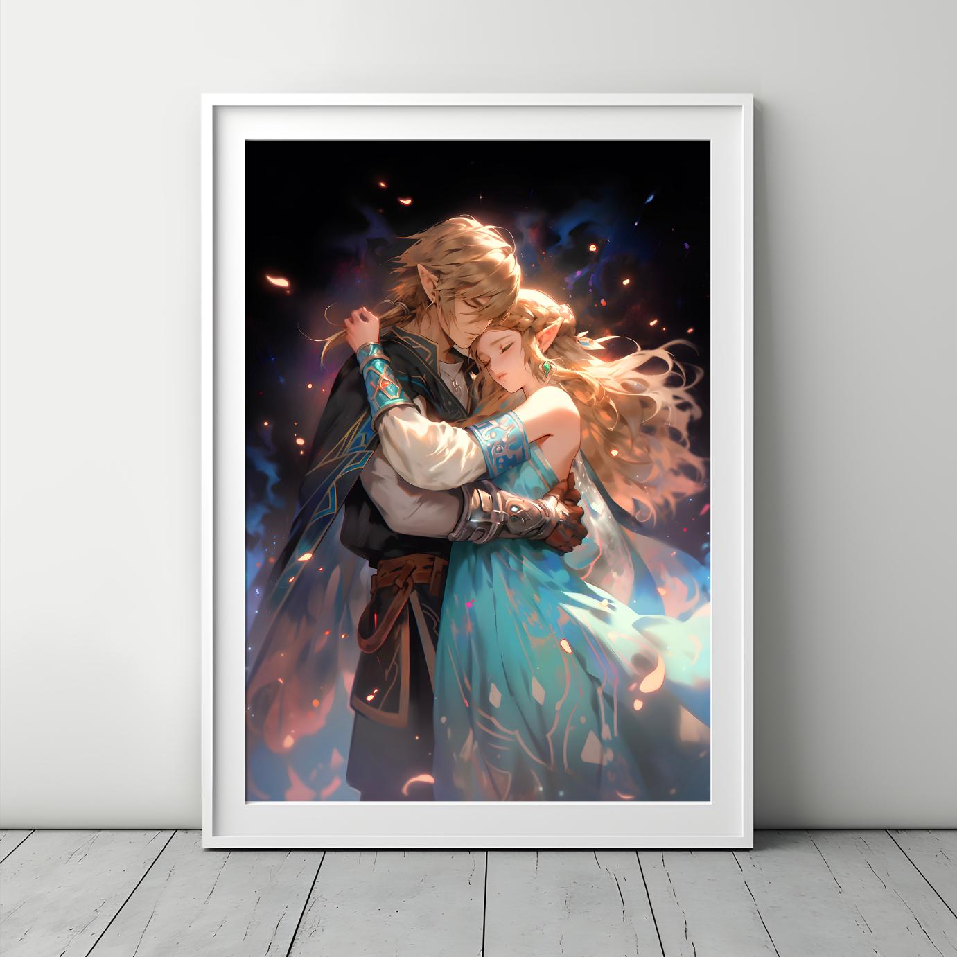 Zelda and Link Love Poster | &quot;Eternally Bound&quot; | Legend of Zelda | Breath of the wild | Tears of the kingdom | Zelda Fan Art