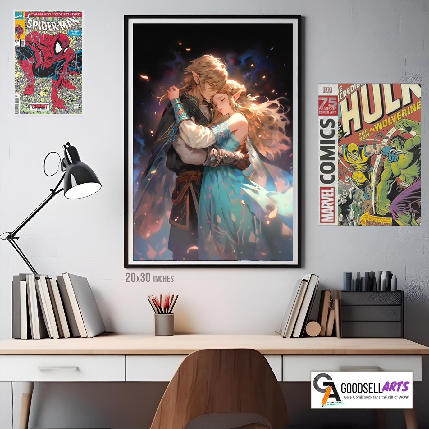 Zelda and Link Love Poster | &quot;Eternally Bound&quot; | Legend of Zelda | Breath of the wild | Tears of the kingdom | Zelda Fan Art