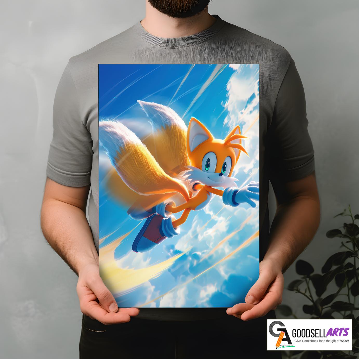 Sonic Tails Poster | Miles Prower Tails print | Video Game Wall Art | Gamer Gift | Sonic the Hedgehog Tails poster | Retro Gamer | Tails fox