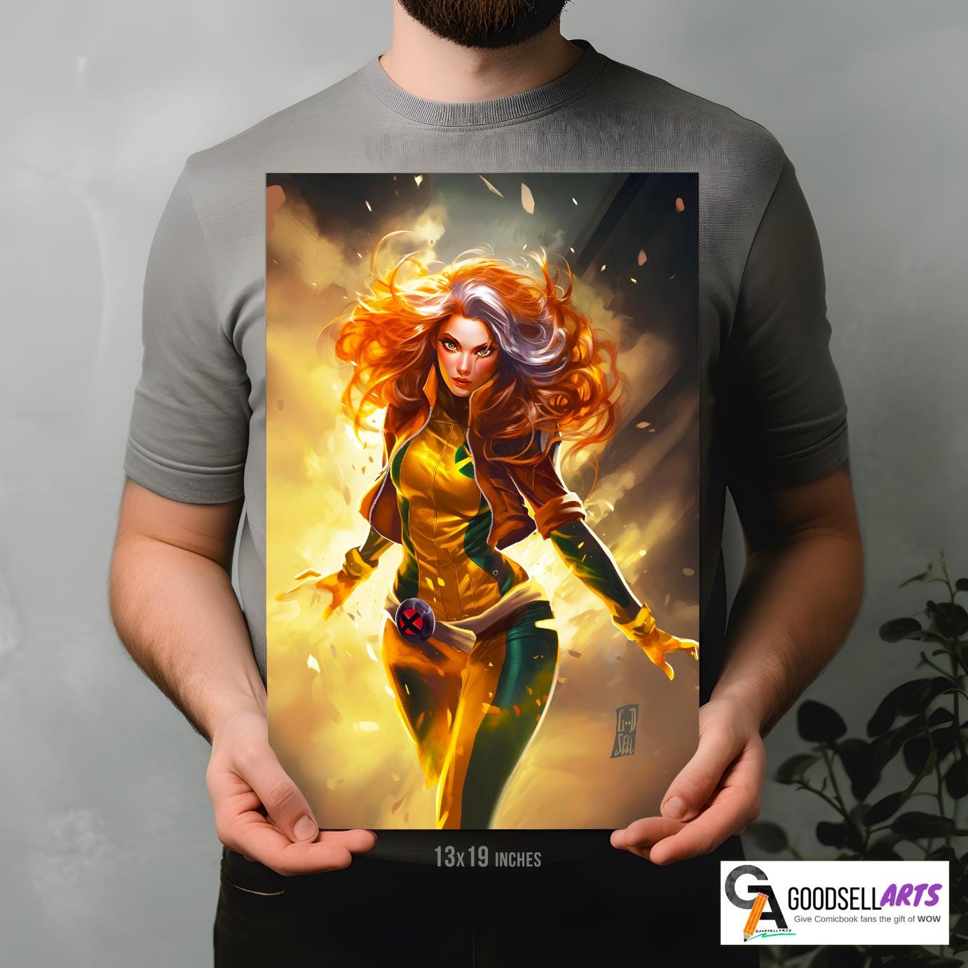 Rogue Poster Print, Marvel X-Men Rogue fan art, Rogue Wall Art, Superhero Comic Book decor,  Marvel Rogue X-Men gift, Gamer room decor