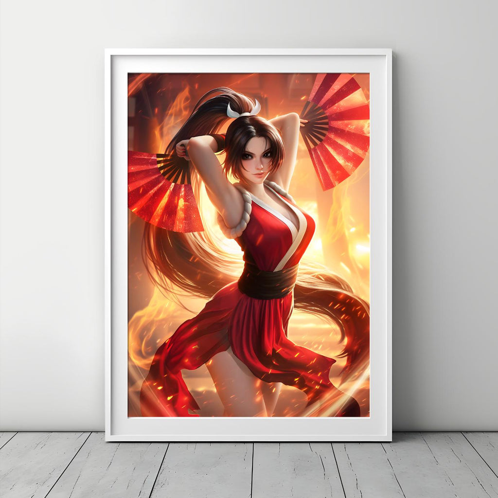 Mai Shiranui poster, King of Fighters wall art print, Fatal Fury Street Fighter 6 gamer room decor, Mai KoF SF6 gift, Video Game art