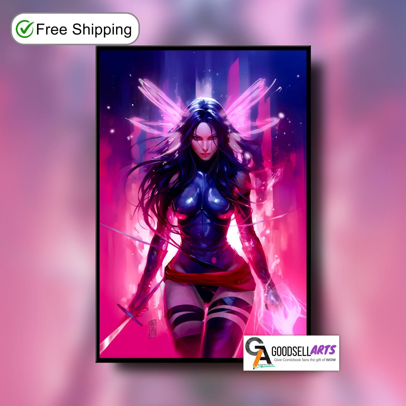 Psylocke Poster print | Marvel X-Men poster; Betsy Braddock Wall Art; Psylocke X-Men fan art, Marvel rivals poster; Game room decor