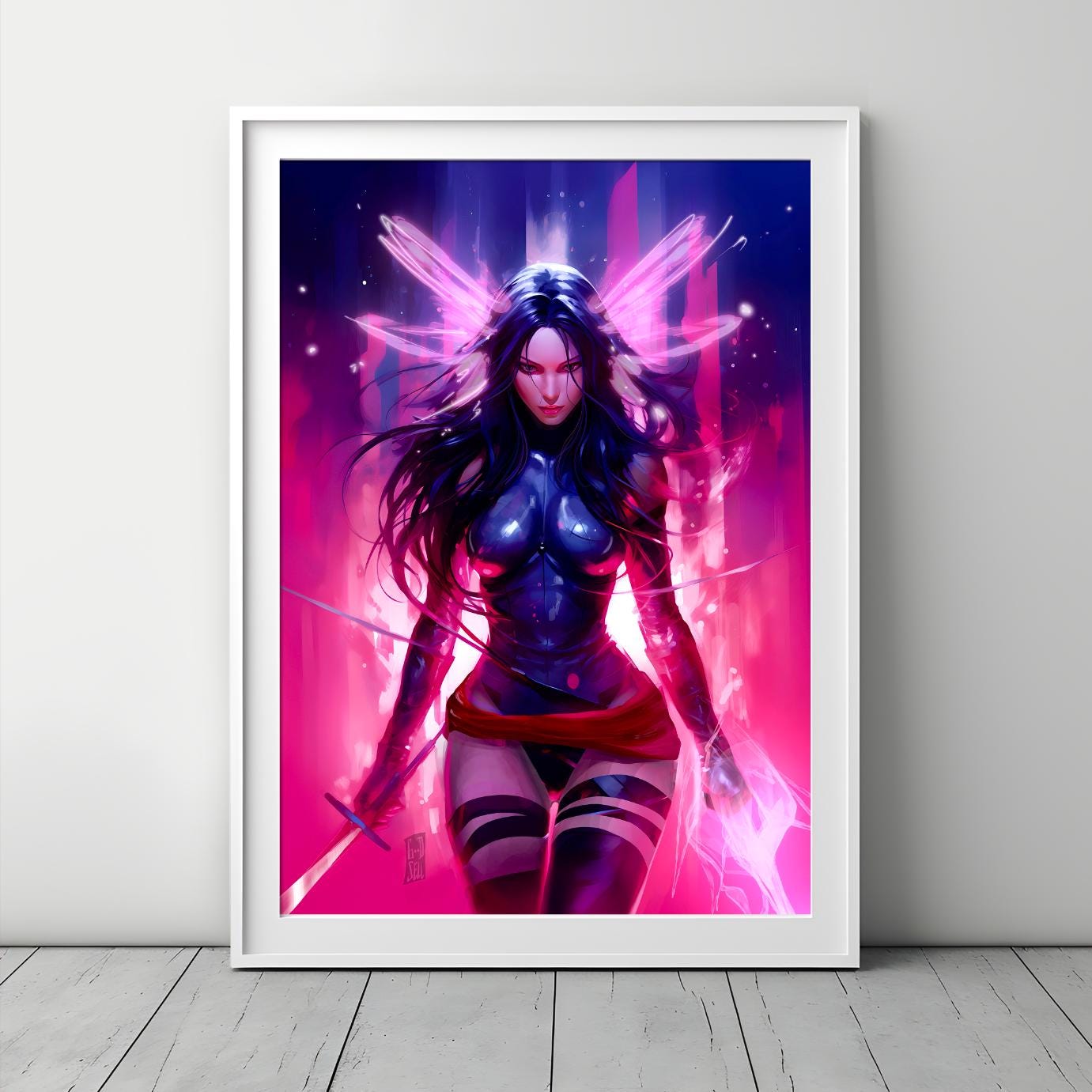 Psylocke Poster print | Marvel X-Men poster; Betsy Braddock Wall Art; Psylocke X-Men fan art, Marvel rivals poster; Game room decor