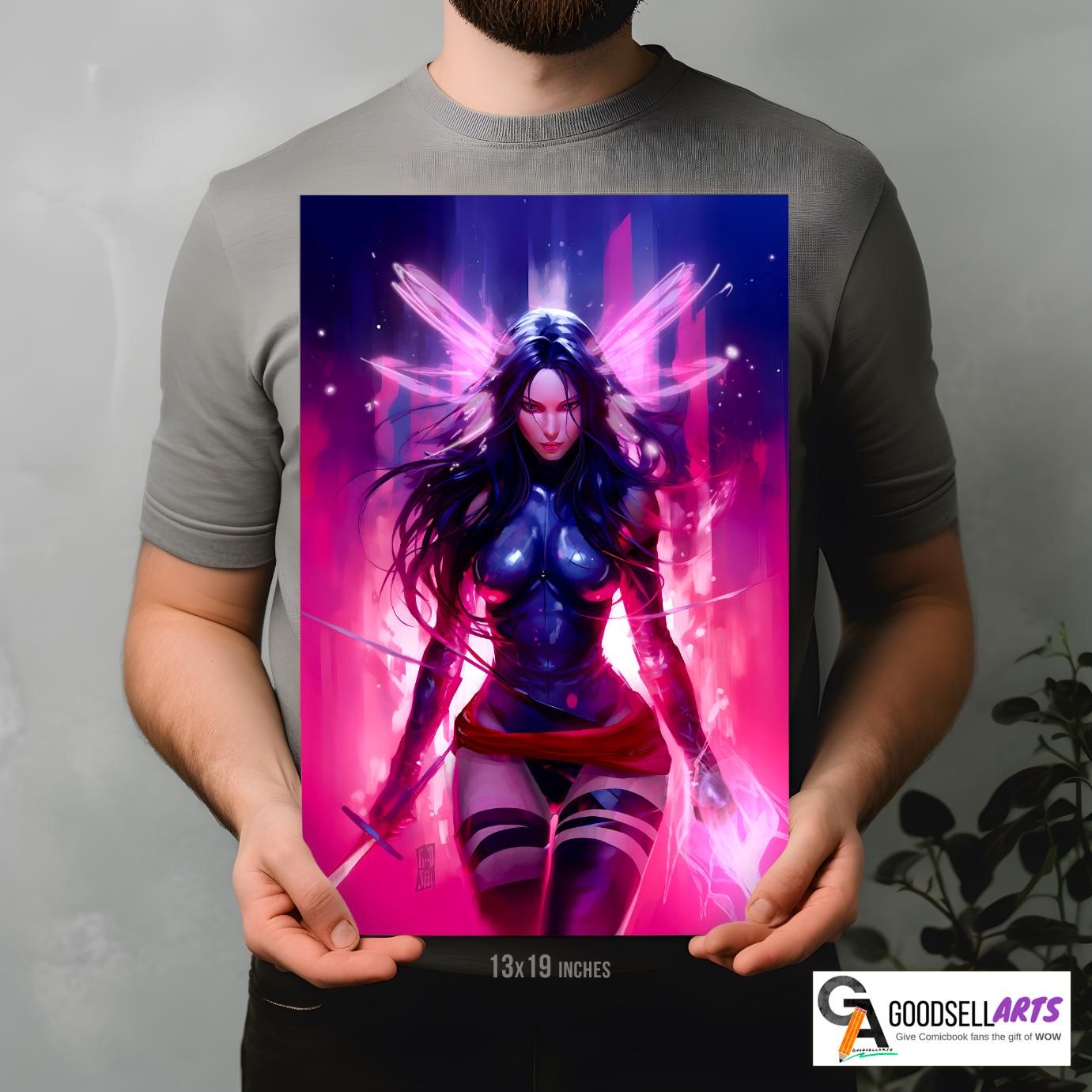 Psylocke Poster print | Marvel X-Men poster; Betsy Braddock Wall Art; Psylocke X-Men fan art, Marvel rivals poster; Game room decor