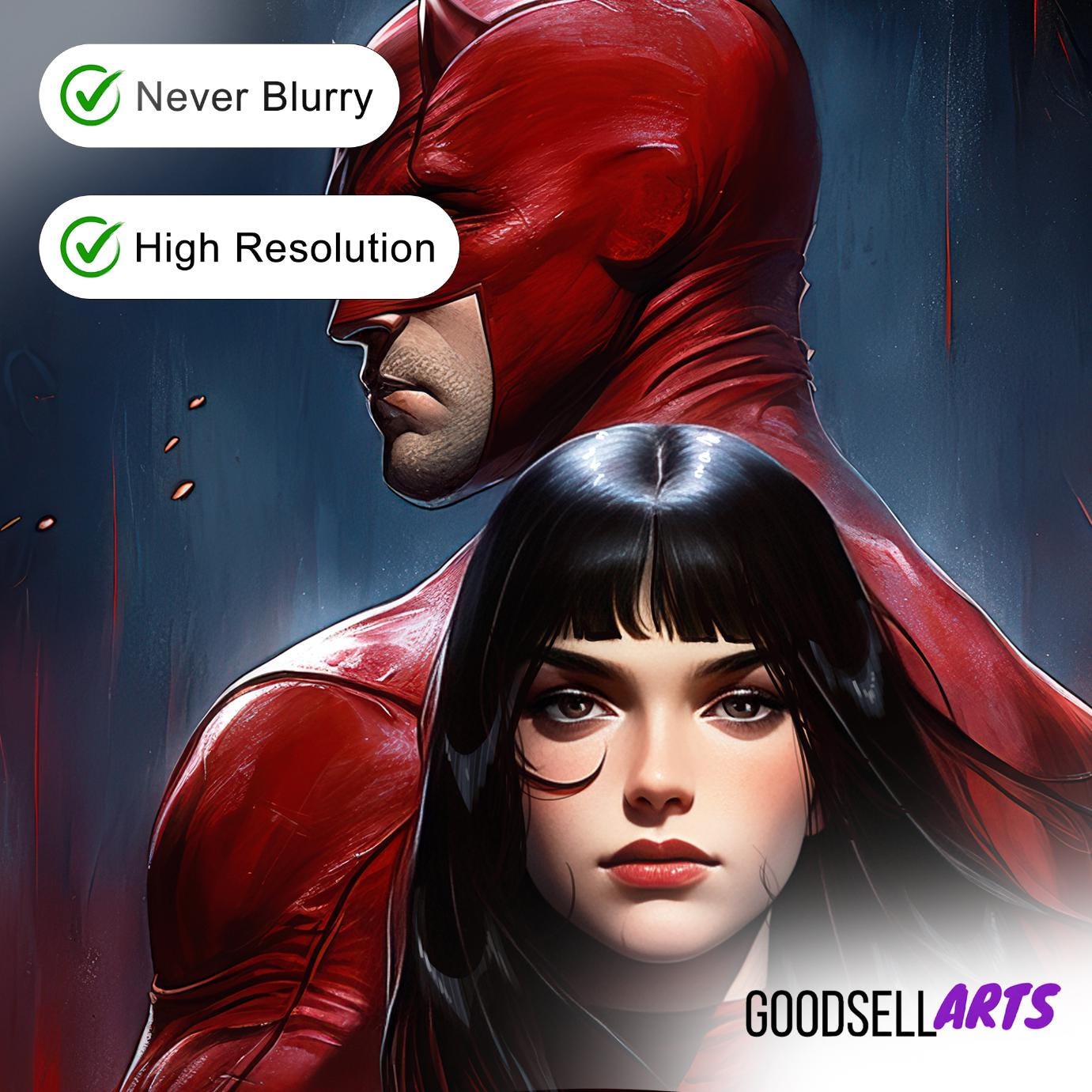 Daredevil and Elektra Poster | Marvel Daredevil Wall Art | Elektra art print | superhero gifts | collectibles| Daredevil Born again poster