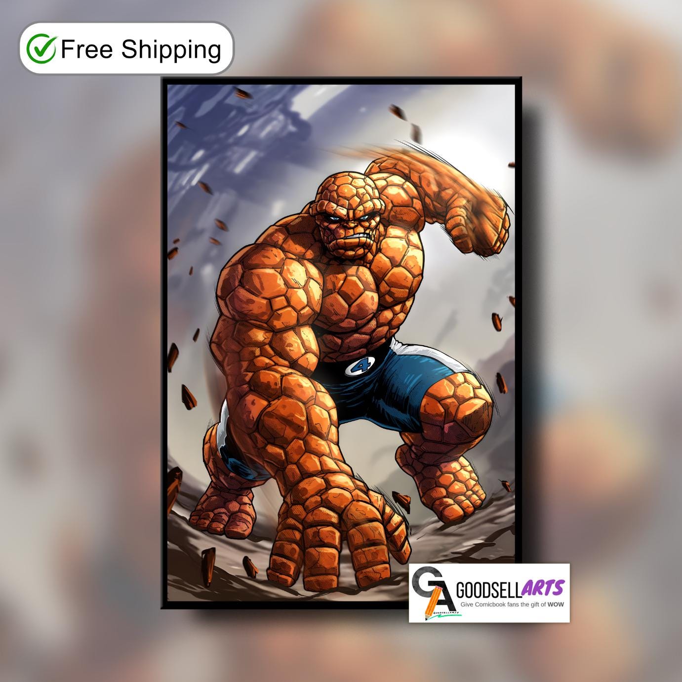 The Thing Poster | Marvel Rivals Poster | Marvel Thing art print | Fantastic Four poster | Game room decor | Video game poster | Ben Grimm