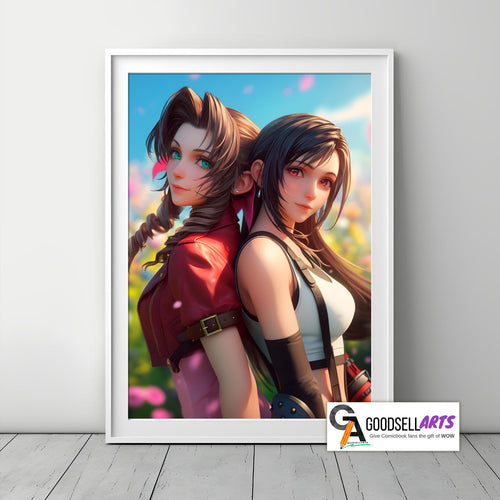 Aerith and Tifa Poster Print | Final Fantasy Rebirth poster | FF Remake | Game Room Decor | Tifa Lockhart | Aerith Gainsborough | FF7 gift