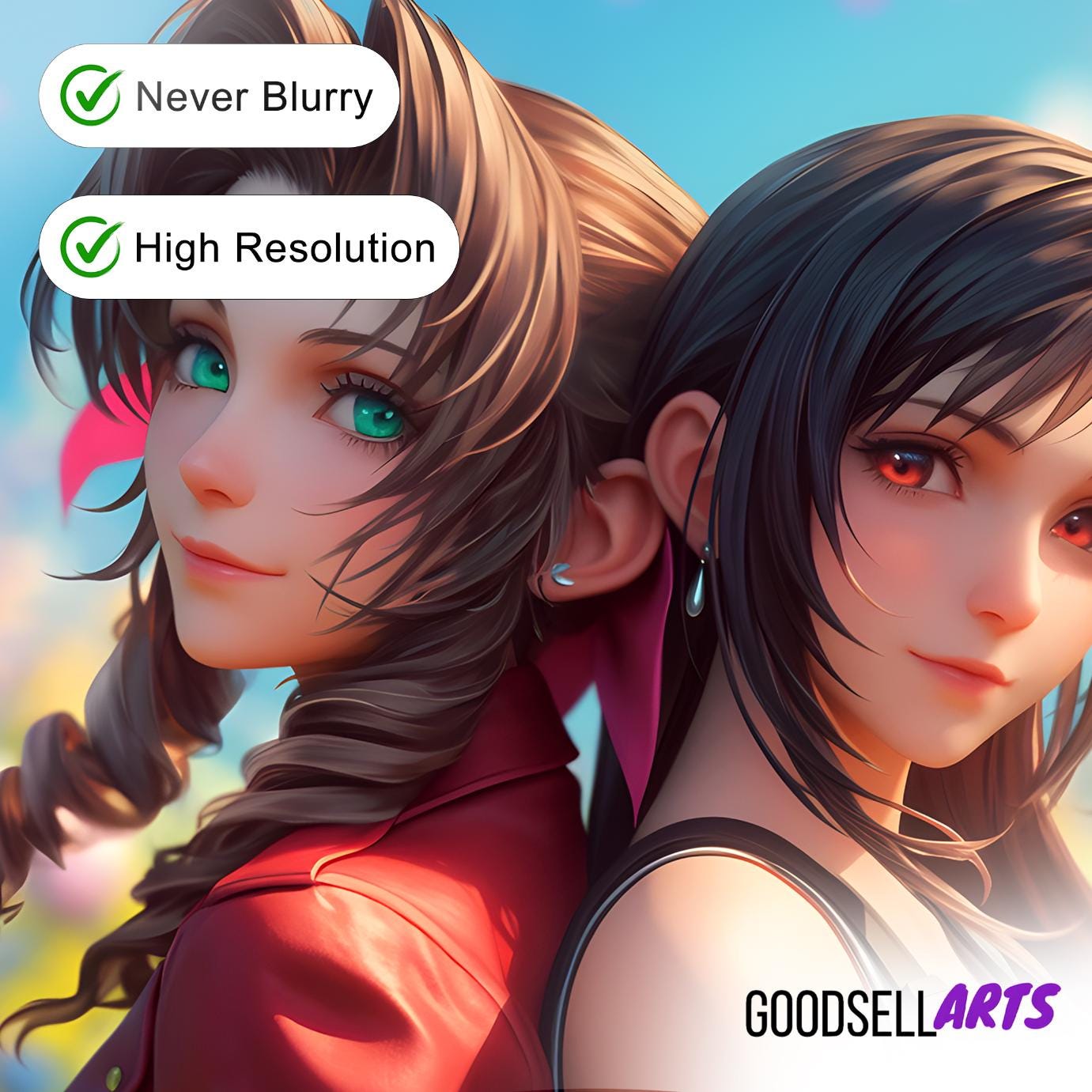 Aerith and Tifa Poster Print | Final Fantasy Rebirth poster | FF Remake | Game Room Decor | Tifa Lockhart | Aerith Gainsborough | FF7 gift
