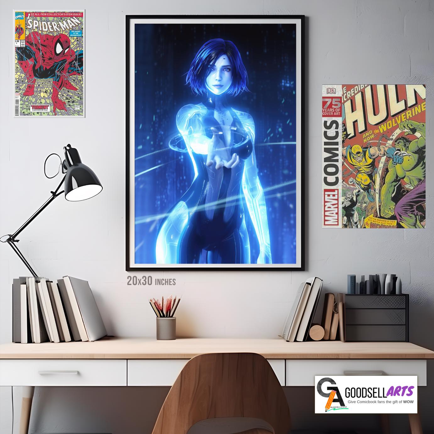 Cortana Halo Poster | Halo Gaming art print, Video Game poster, Master Chief Cortana,  Gamer room decor, Halo Gift, Xbox Halo gamer gift