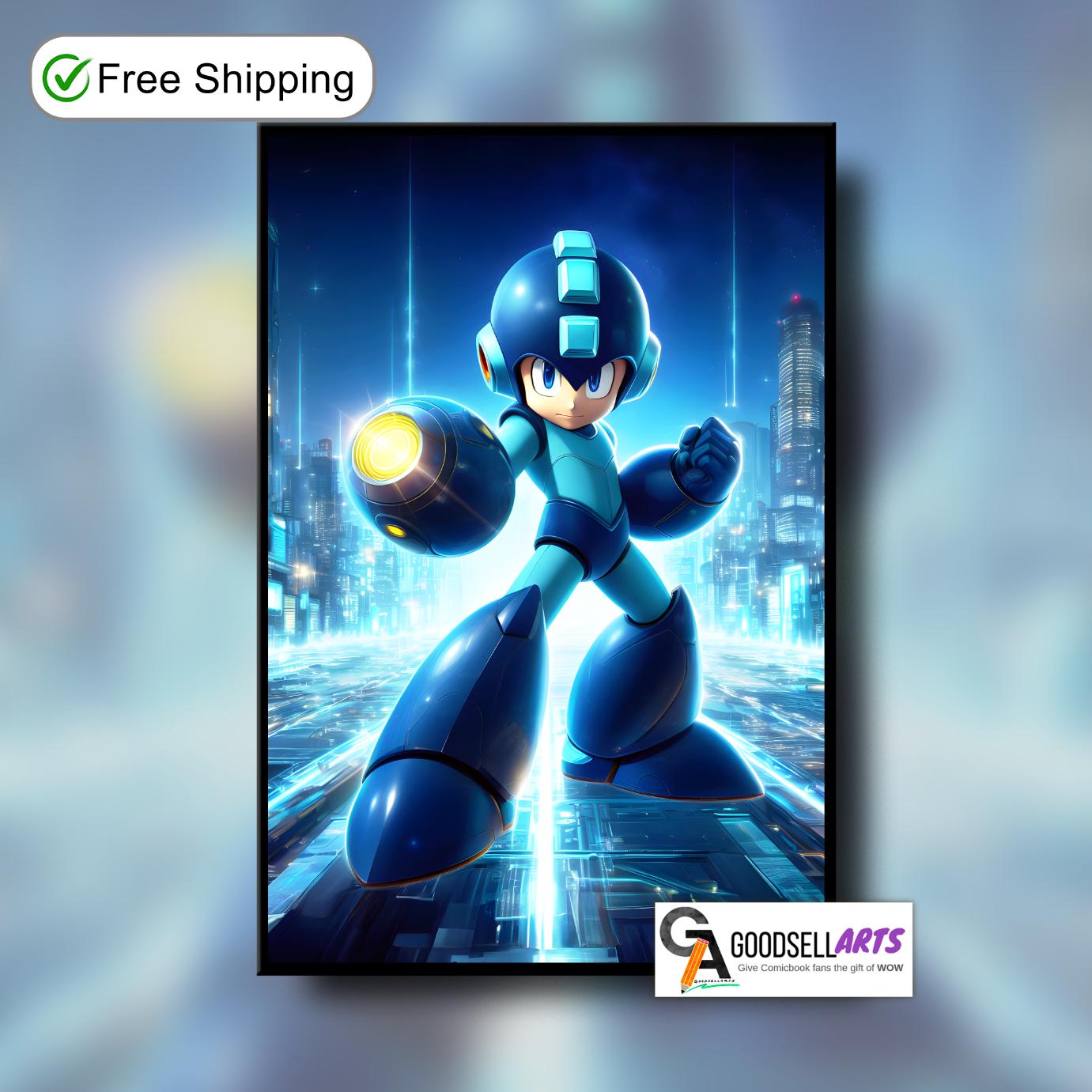 Mega Man Poster | Mega Man art print | Video Game Wall Art | Game Room Decor | Mega Man Video Game Decor | Nintendo Mega Man Gift