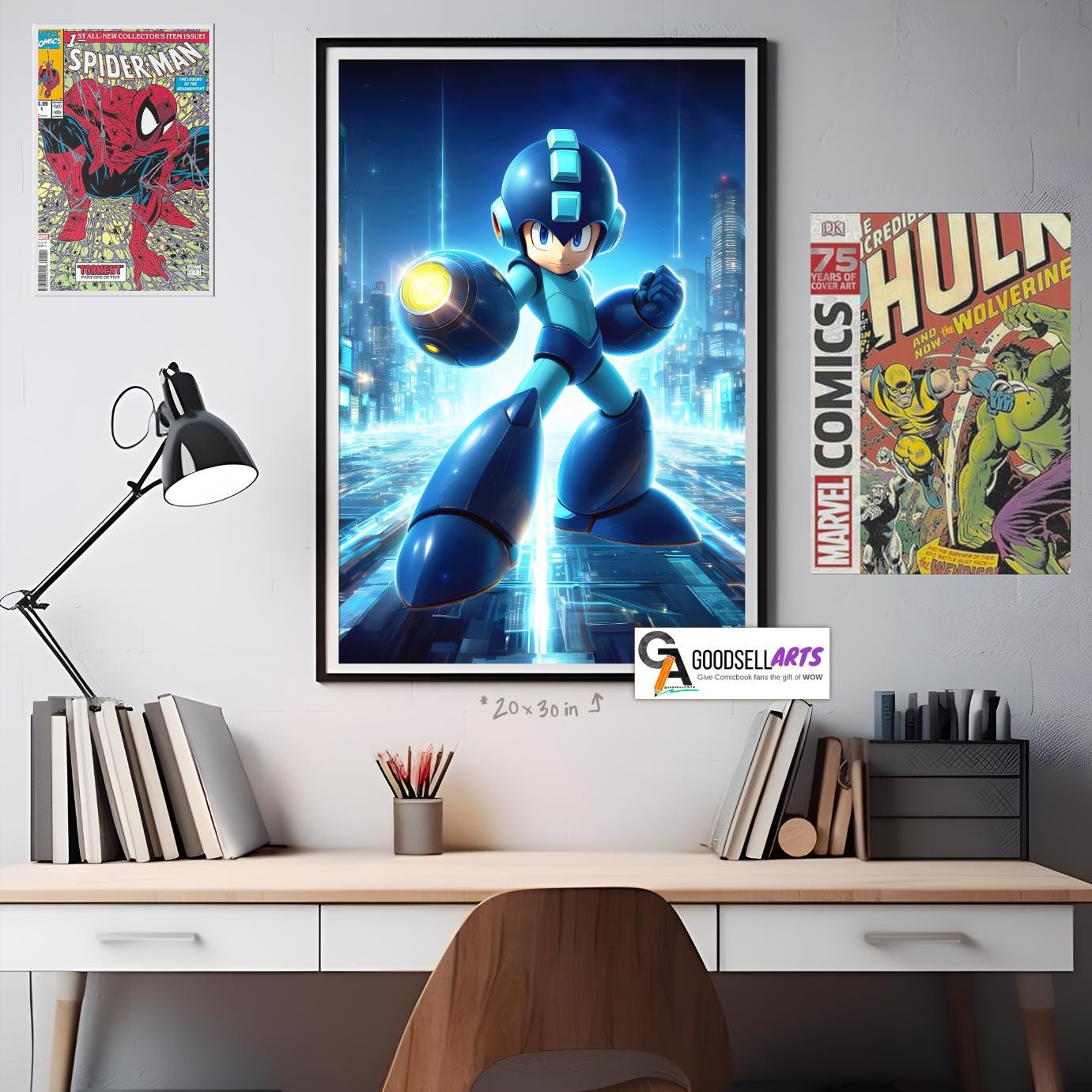 Mega Man Poster | Mega Man art print | Video Game Wall Art | Game Room Decor | Mega Man Video Game Decor | Nintendo Mega Man Gift