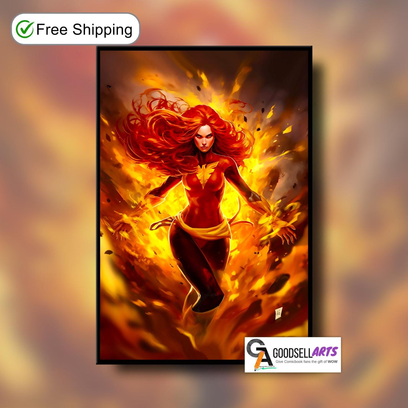 Dark Phoenix Poster, X-Men Jean Grey Wall Art Print, Marvel Comic Decor, Superhero Gift for X-men Fans, Phoenix Force art, Gamer room decor