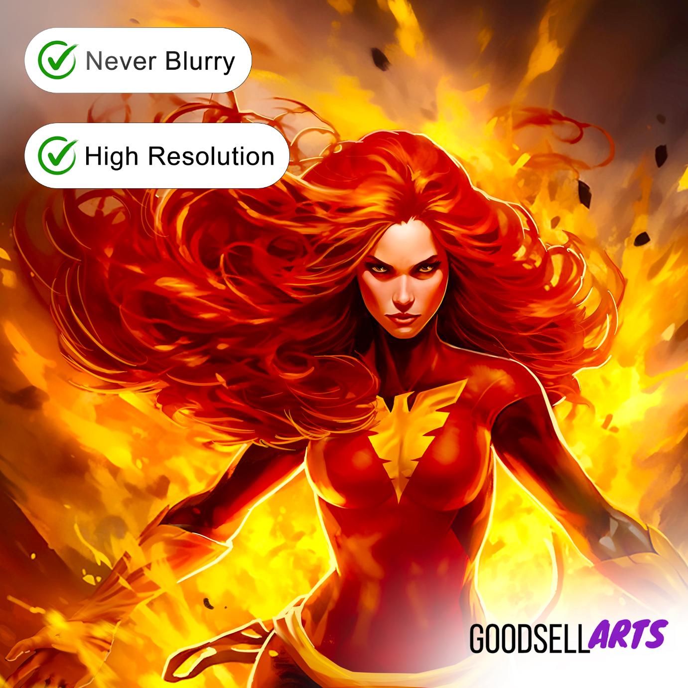 Dark Phoenix Poster, X-Men Jean Grey Wall Art Print, Marvel Comic Decor, Superhero Gift for X-men Fans, Phoenix Force art, Gamer room decor