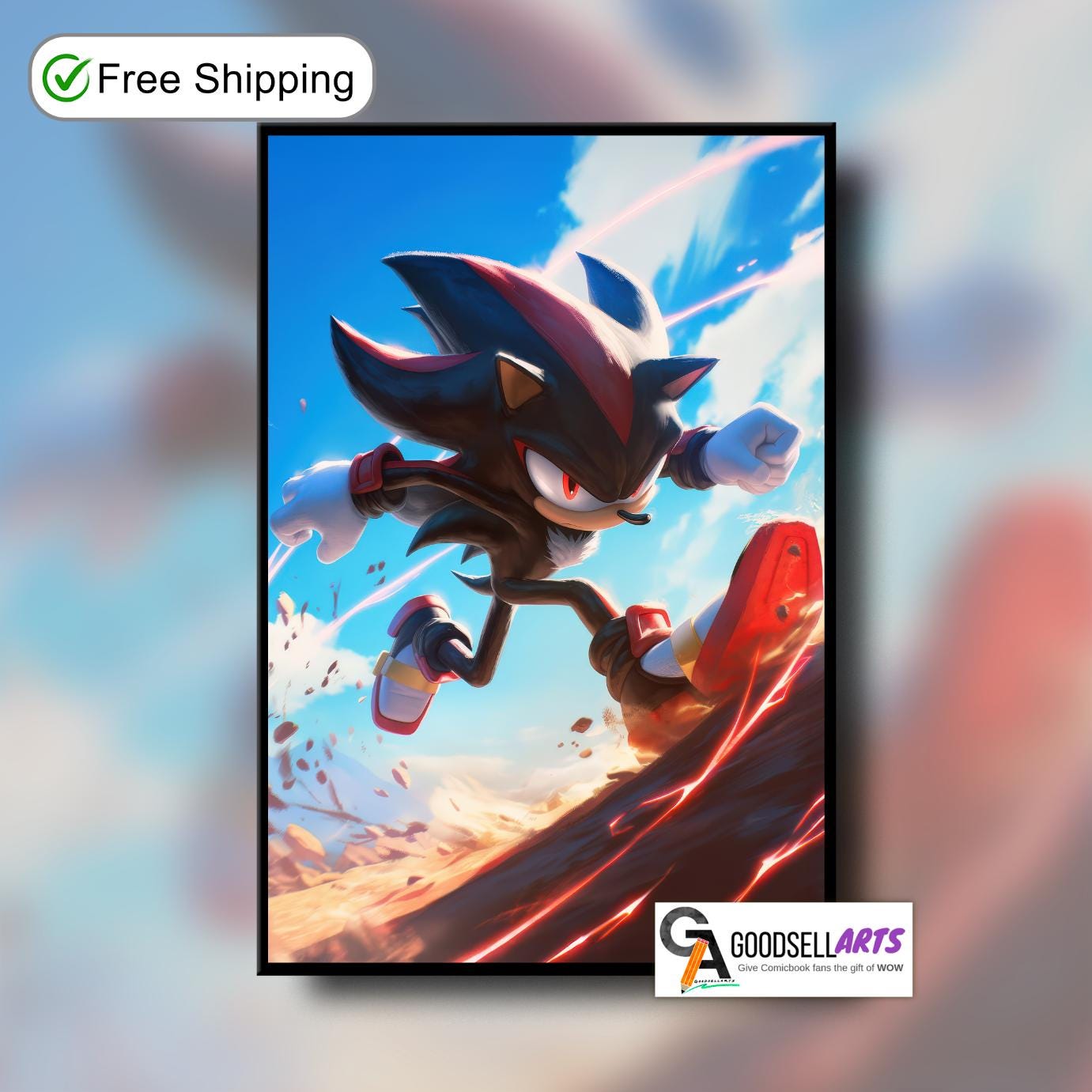 Shadow the Hedgehog Poster | Sonic wall art, Video Game print, Gamer Gift, Gamer Room Decor, Dark Sonic Fan Gift for Sonic fans
