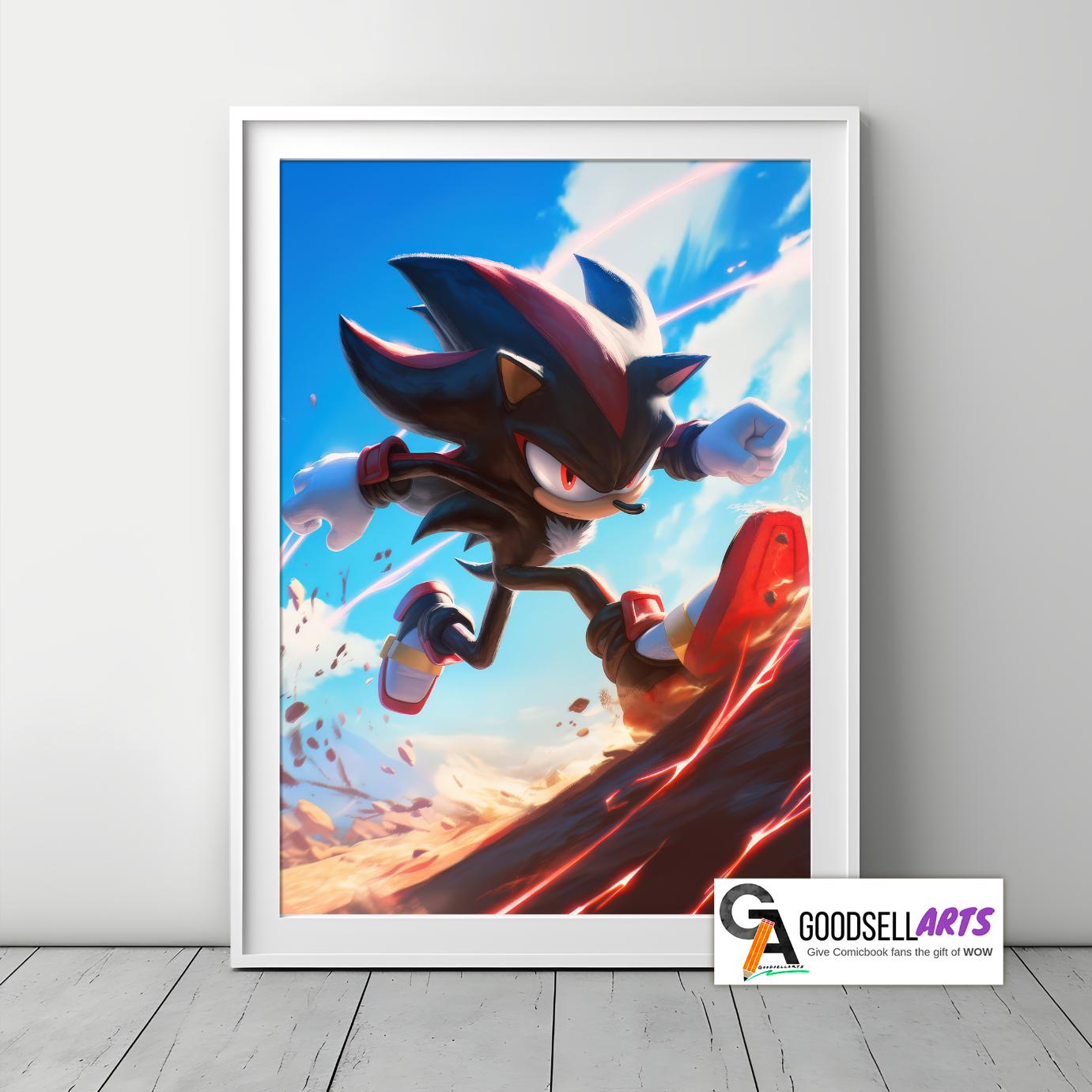 Shadow the Hedgehog Poster | Sonic wall art, Video Game print, Gamer Gift, Gamer Room Decor, Dark Sonic Fan Gift for Sonic fans