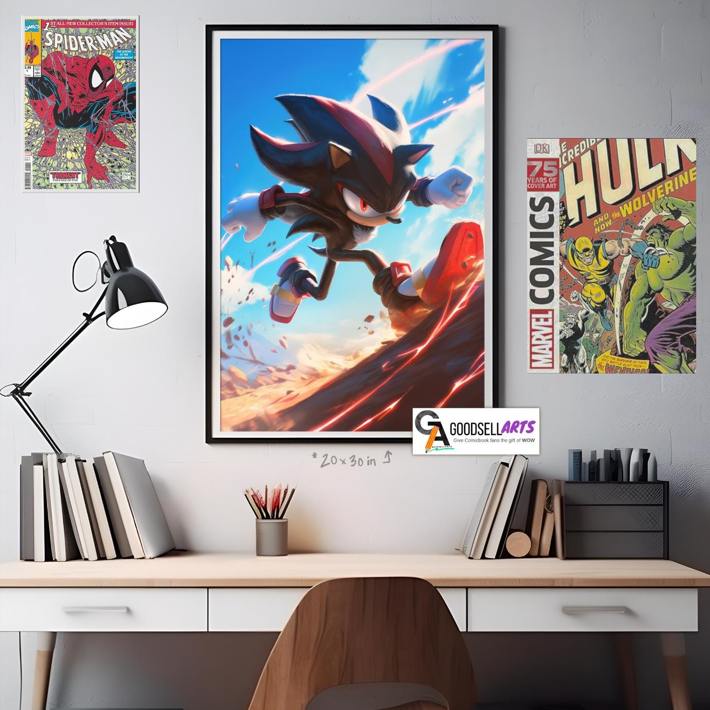 Shadow the Hedgehog Poster | Sonic wall art, Video Game print, Gamer Gift, Gamer Room Decor, Dark Sonic Fan Gift for Sonic fans