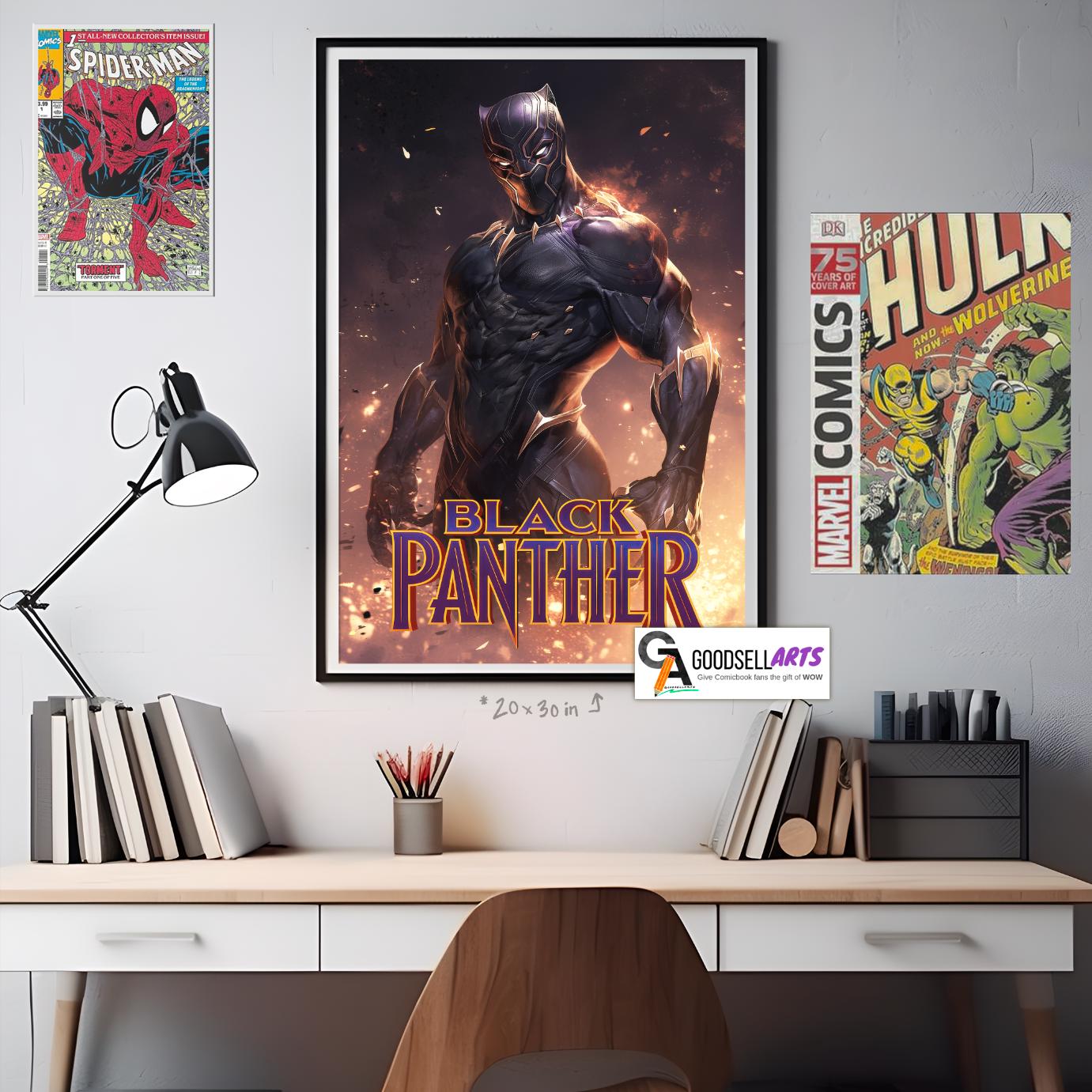 Black panther poster | Marvel wall art print, Marvel Rivals poster, T&#39;Challa superhero decor, comic book gift for fans, Gamer room decor