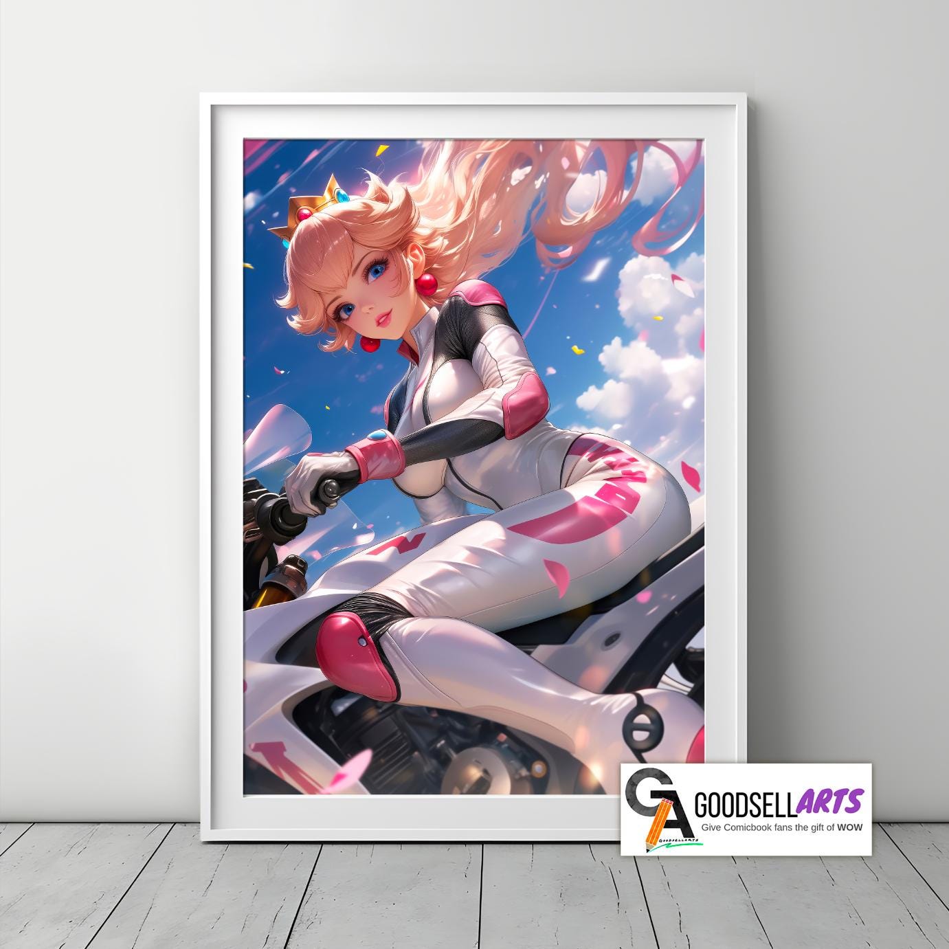 Princess Peach Motorcycle Print | Princess Toadstool | Video Game Poster | Princess peach Gift | Nintendo fan Gifts | Mario Kart Poster