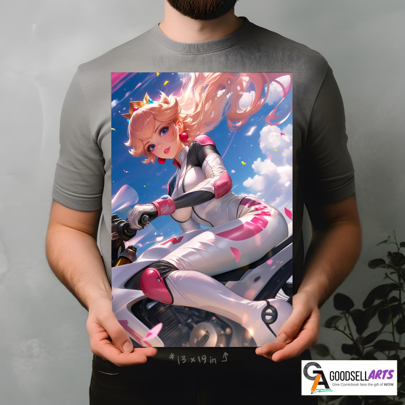 Princess Peach Motorcycle Print | Princess Toadstool | Video Game Poster | Princess peach Gift | Nintendo fan Gifts | Mario Kart Poster
