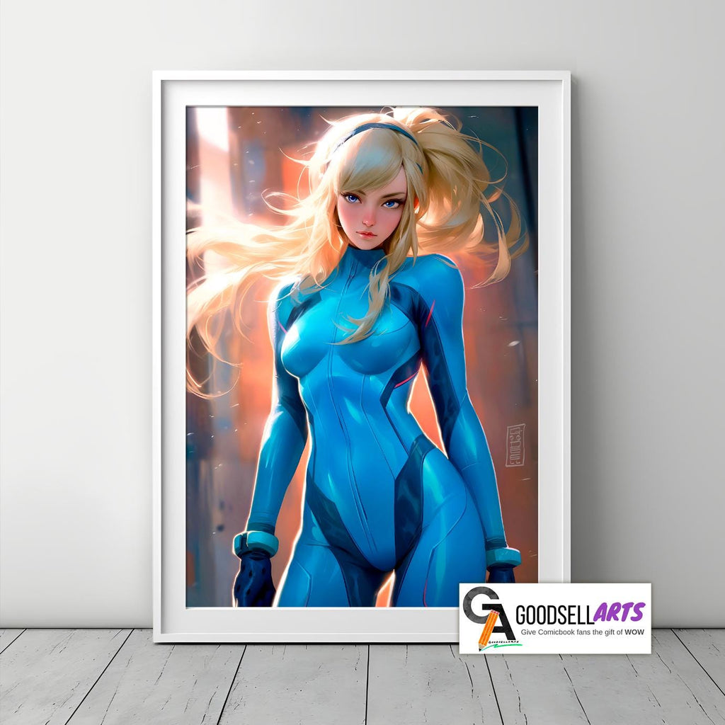 Zero Suit Samus Metroid Poster, Video Game Gift, Metroid Fan Art, Samus Aran Print, Nintendo fan Game Room Decor, Samus Gift for Gamer