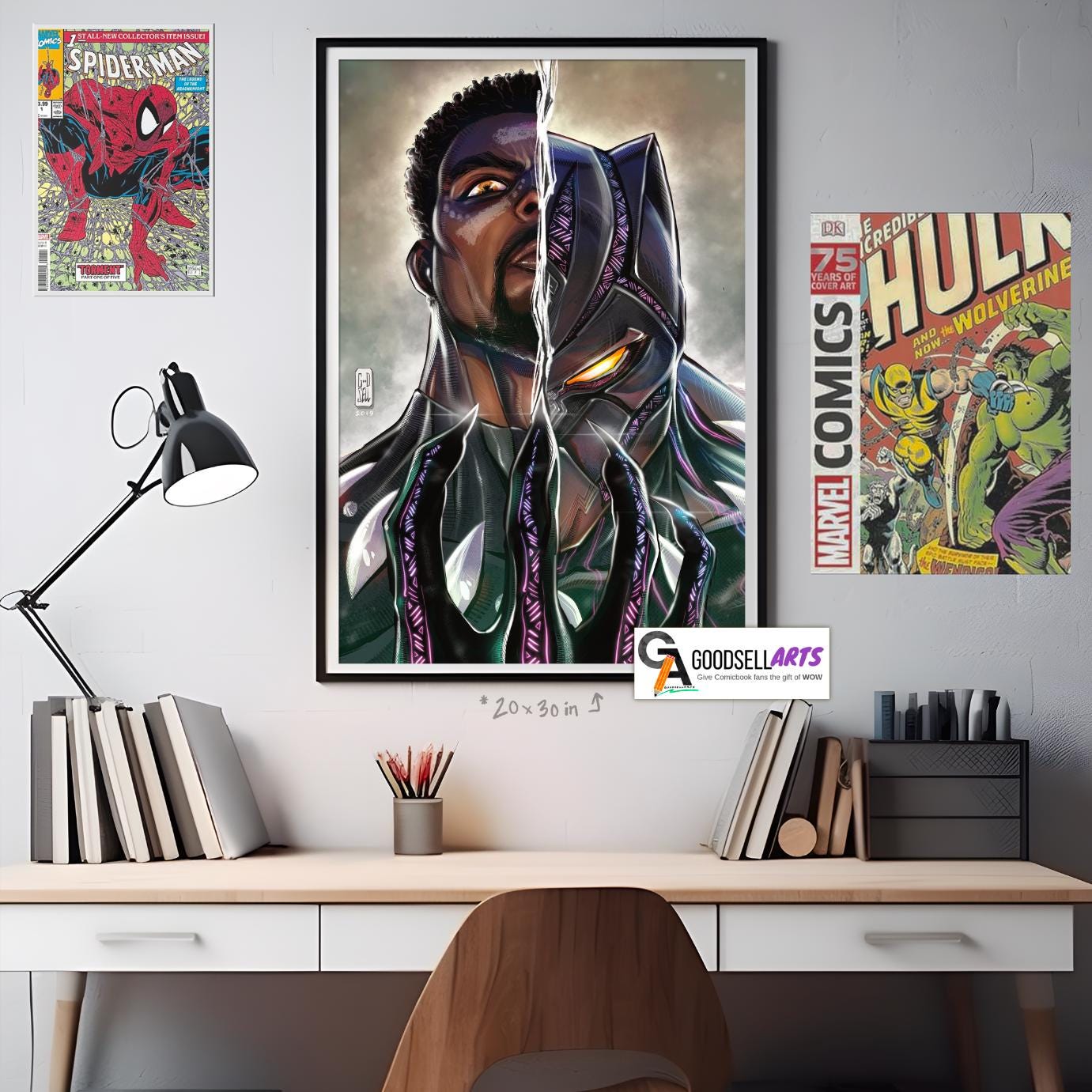Black Panther Poster Print | Marvel Avengers poster | T&#39;Challa wall art print | Black panther gift | Collectible poster| Wakanda poster