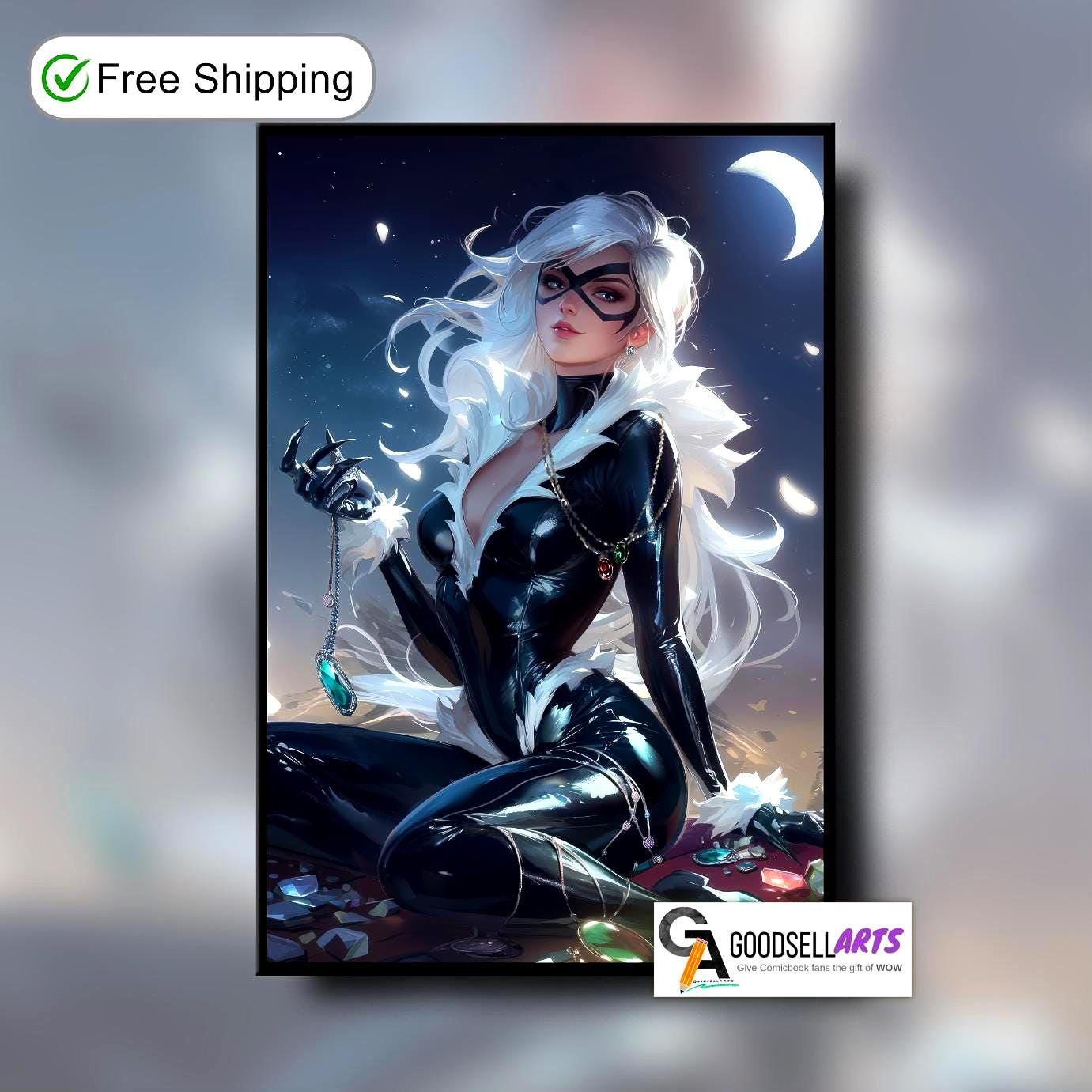 Black Cat Marvel Comics Wall Art Print, Felicia Hardy print, Superhero Poster, Marvel Spiderman Villain Art for Comic Book Fans & collectors