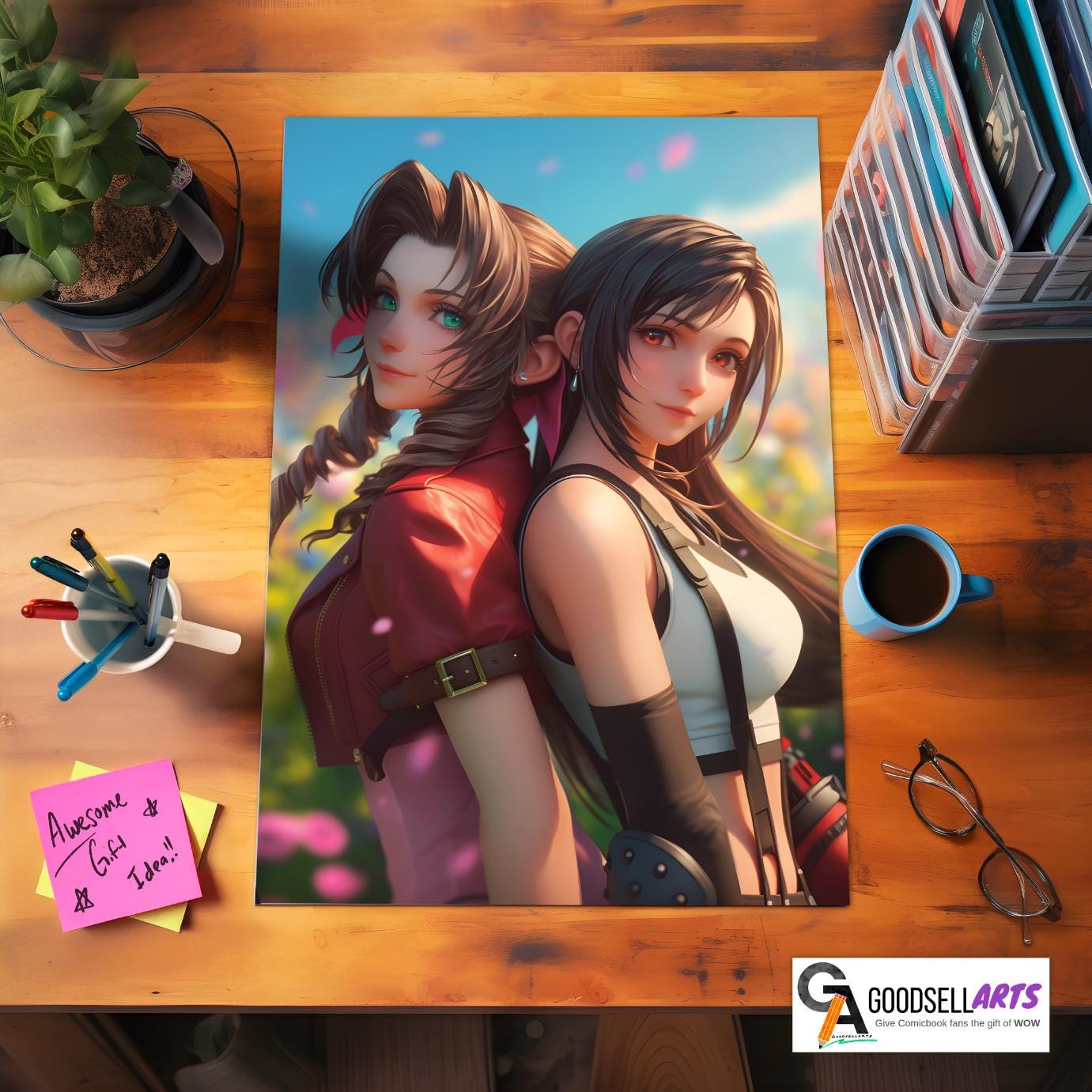 Aerith and Tifa Poster Print | Final Fantasy Rebirth poster | FF Remake | Game Room Decor | Tifa Lockhart | Aerith Gainsborough | FF7 gift