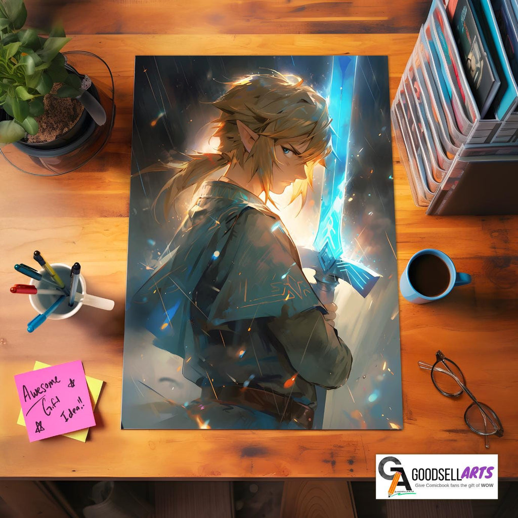 Link Poster | Legend of Zelda Gift | Zelda art print | Link Wall Art | Gamer Gift | Breath of the Wild Art Print | Tears of the Kingdom