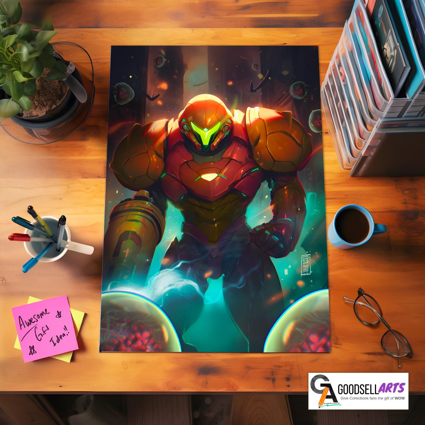 Metroid Samus Poster | Samus Aran Metroid art print | Video Game Wall Art | Nintendo Metroid gift | Nintendo Samus Art