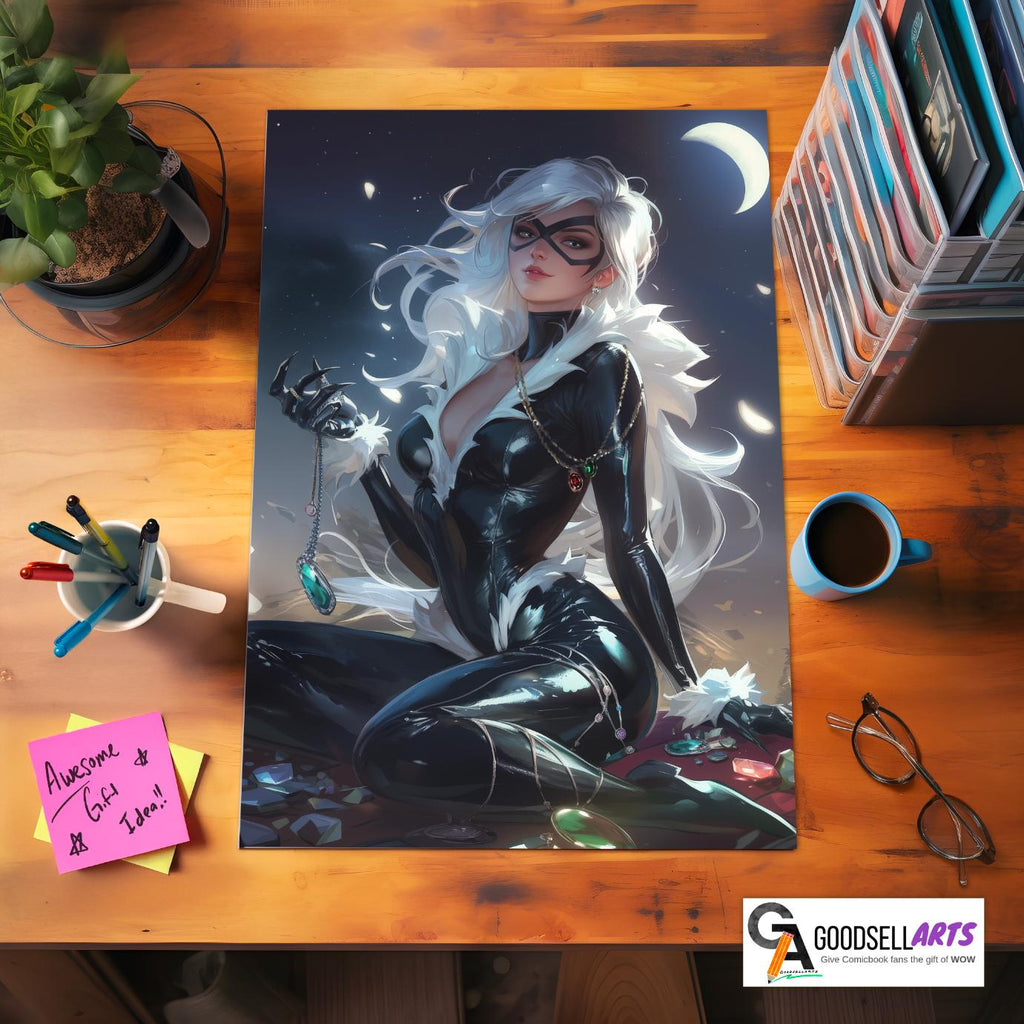 Black Cat Marvel Comics Wall Art Print, Felicia Hardy print, Superhero Poster, Marvel Spiderman Villain Art for Comic Book Fans & collectors