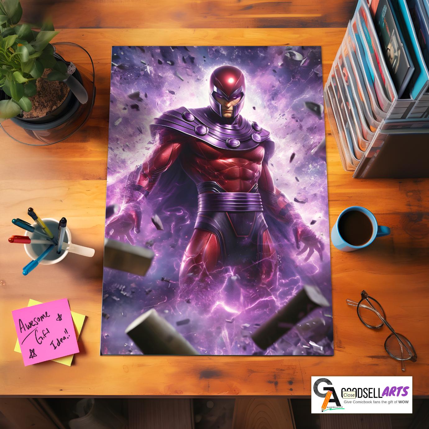 Magneto X-Men Poster | Marvel X-Men wall art print | Marvel wall decor, supervillain art | Magneto X-men Gift | Erik Magnus poster