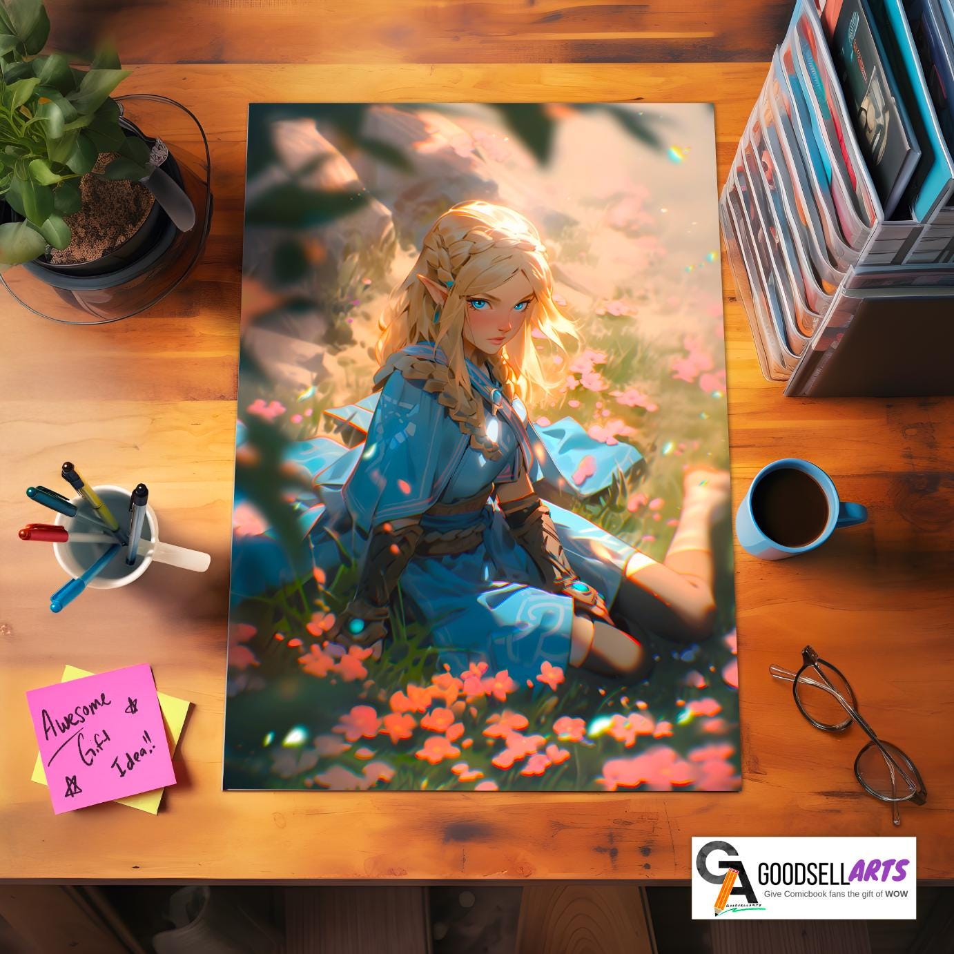 Princess Zelda Poster Print, Legend of Zelda wall art print, Gamer room decor, Zelda fan gift, Nintendo fan gift, Breath of the wild print
