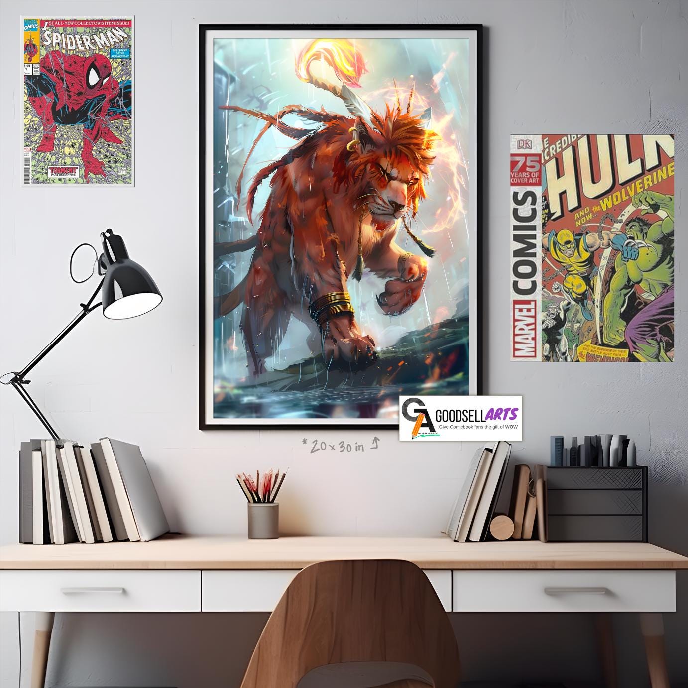 Red 13 Final Fantasy Poster, FF7 Rebirth Wall Art Print, Gaming Decor, Red XIII art print | Game room decor, Gamer gift