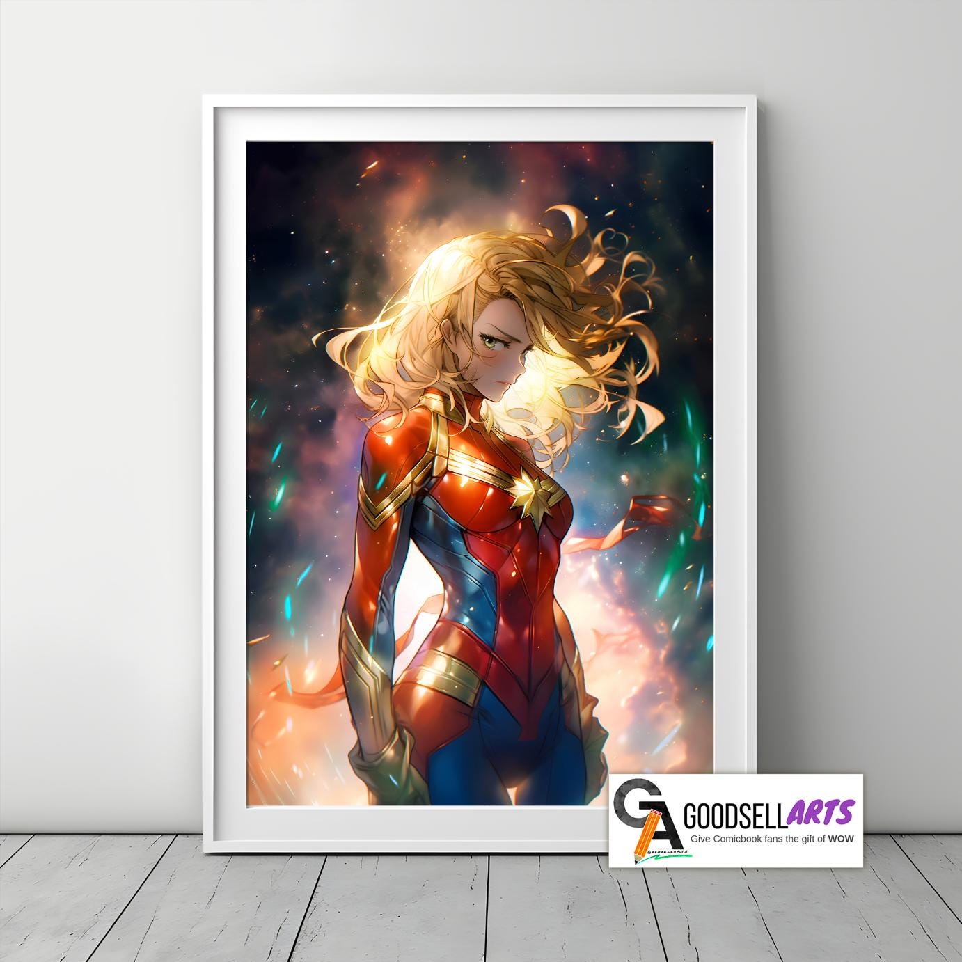 Captain Marvel Poster, Avengers wall art print, Marvel superhero Carol Danvers print, MCU Avengers poster gift for Marvel fans, Gamer room