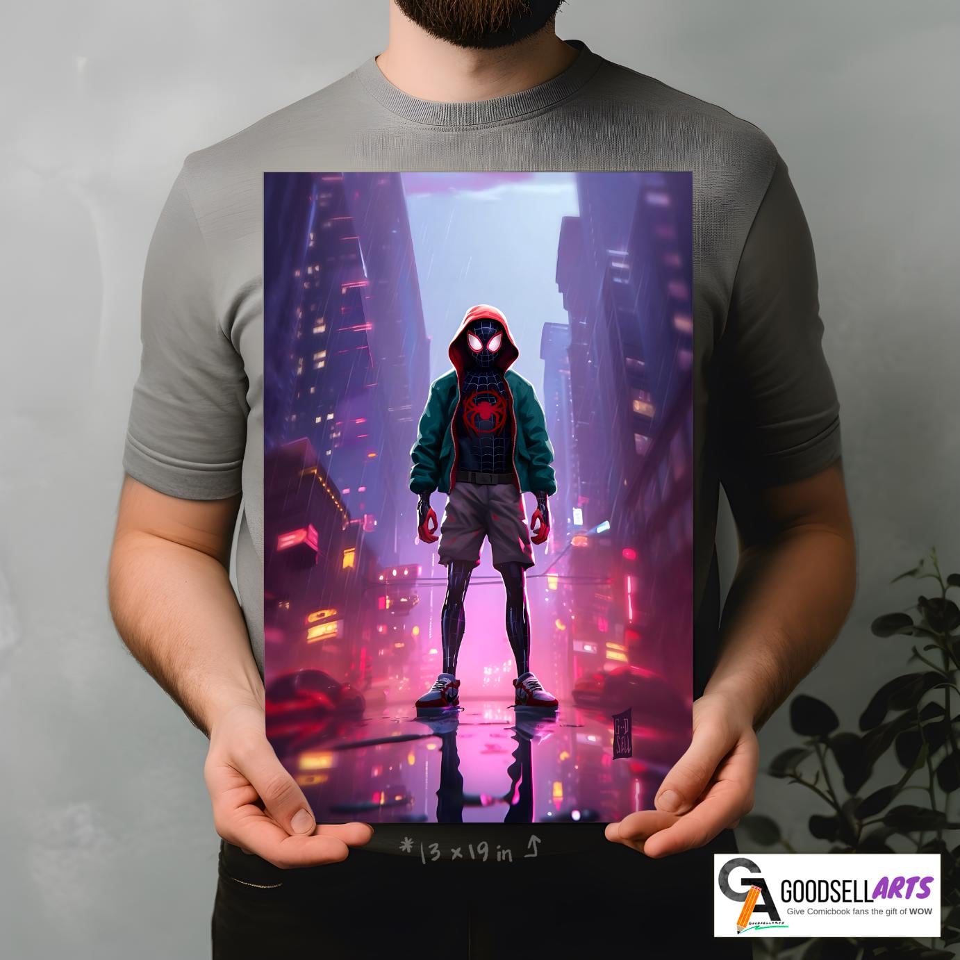 Miles Morales Poster Print, Spiderverse Poster, Spider-Man Art Print, Miles Morales gift, Marvel Spiderman wall art, Gamer room decor