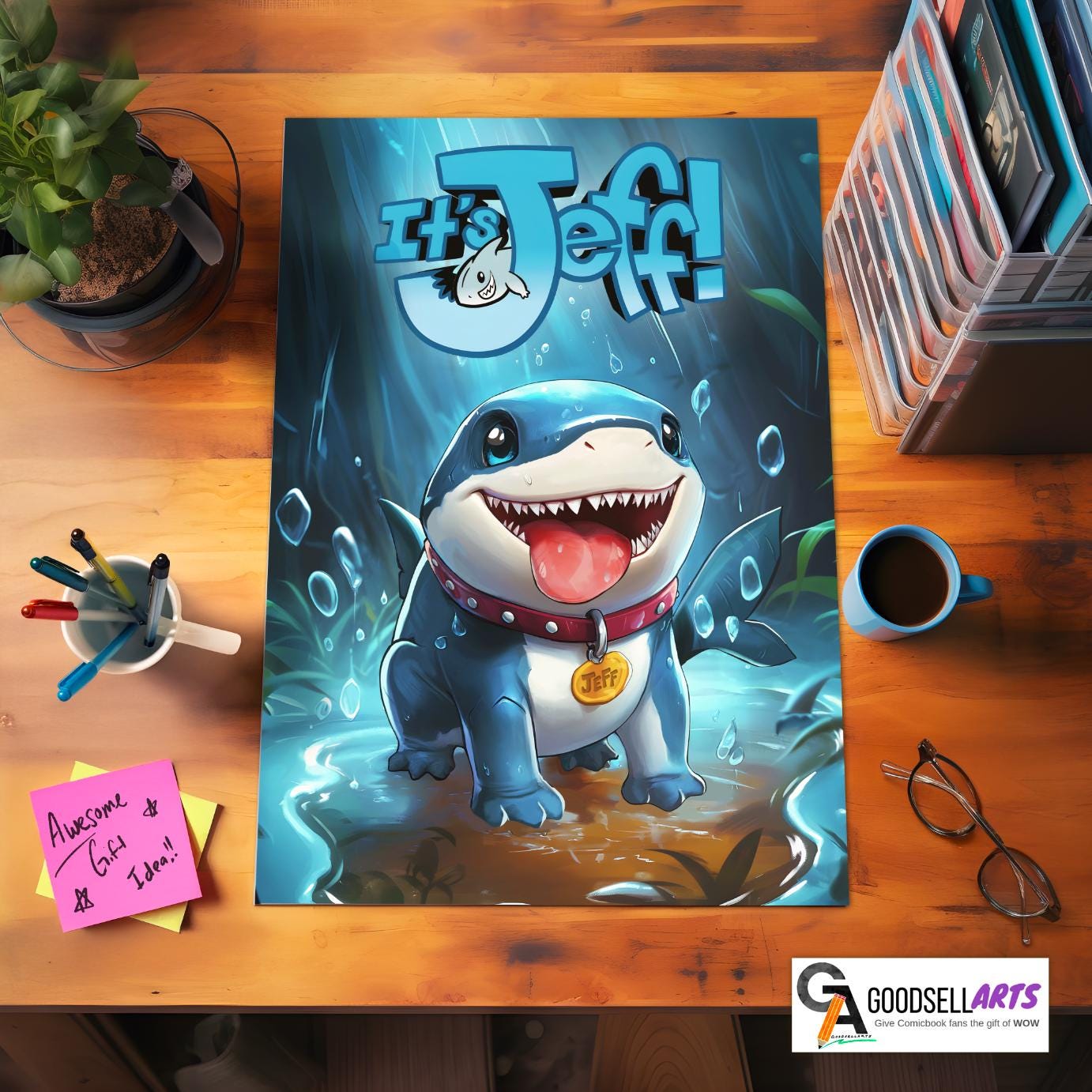 Jeff the Land Shark Poster, Marvel Rivals Wall Art Print, Superhero Animal Decor, Comic Book Gift for Marvel Fans, Avengers Jeff art print