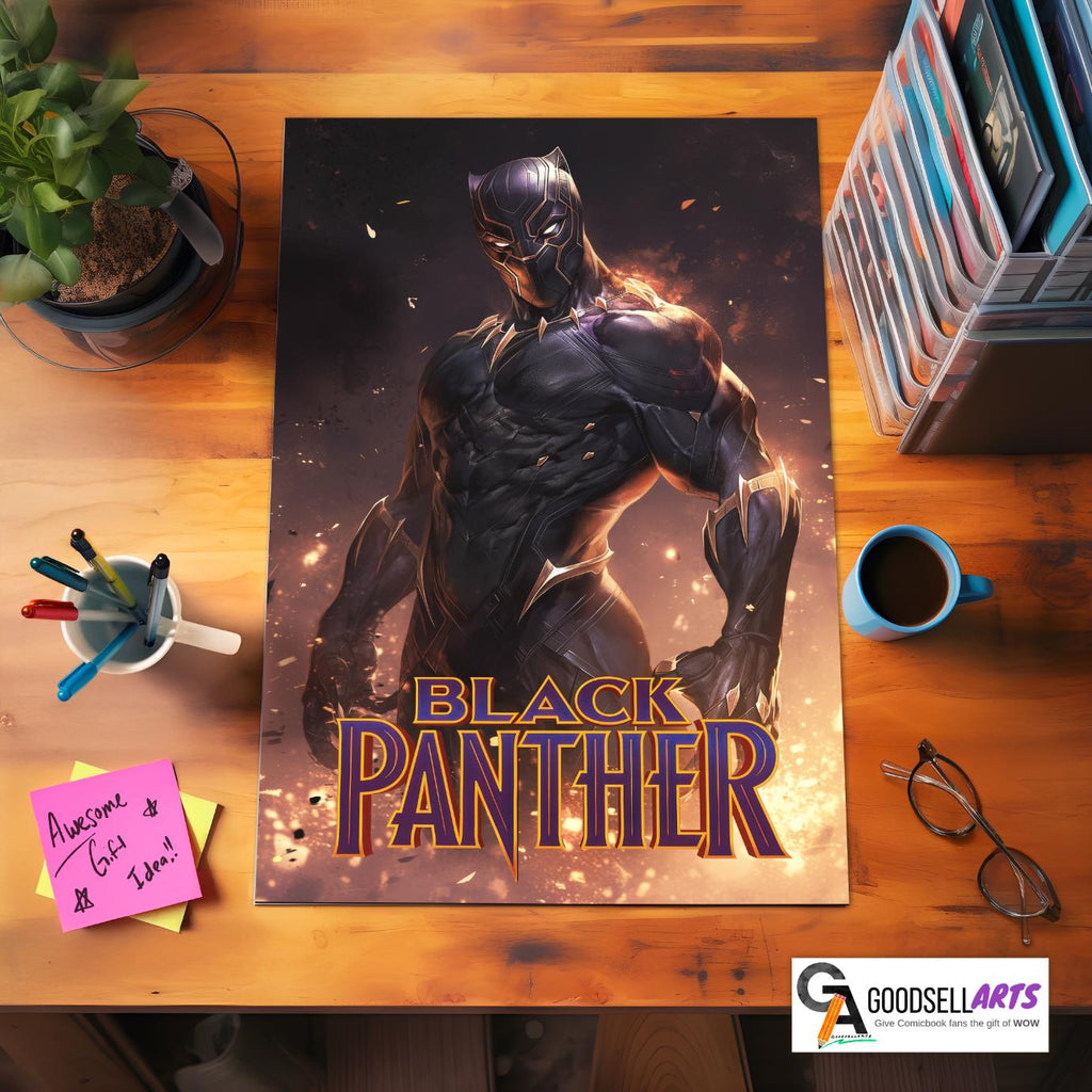 Black panther poster | Marvel wall art print, Marvel Rivals poster, T&#39;Challa superhero decor, comic book gift for fans, Gamer room decor