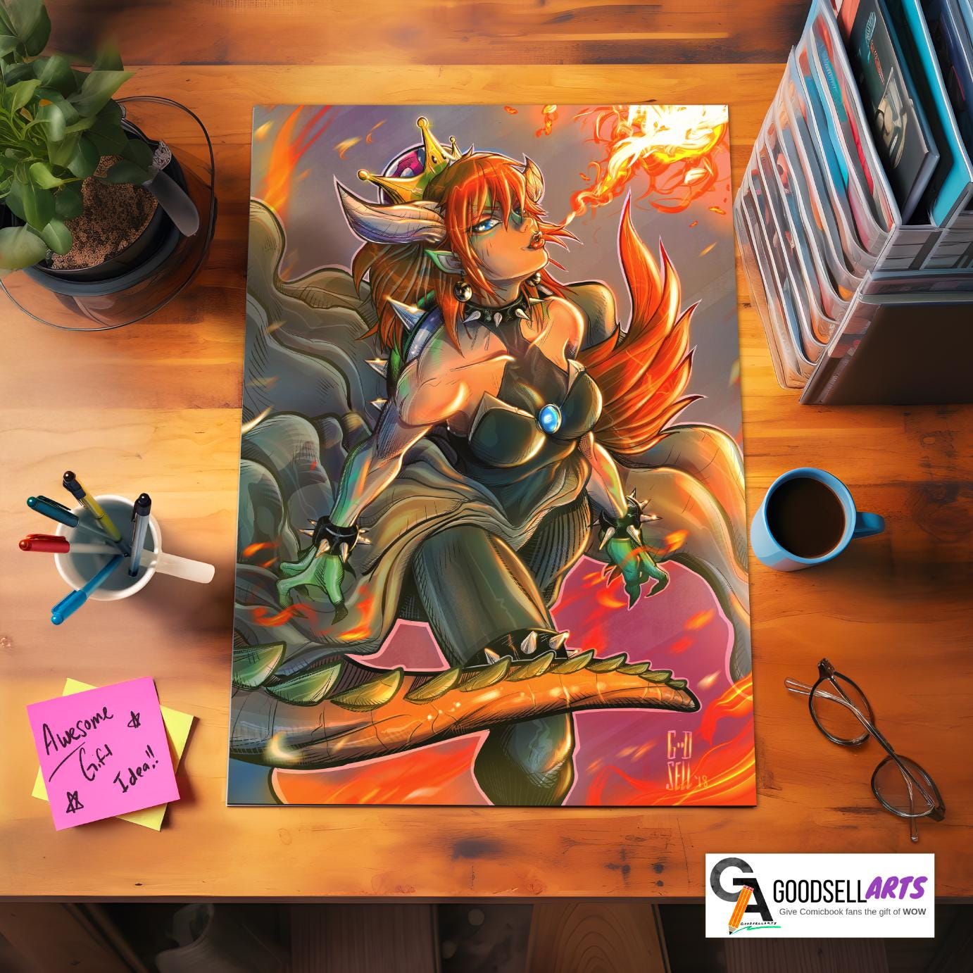Bowsette art poster | Nintendo wall art | Bowsette wall art | Geek room decor | Game room | Princess Bowsette fan art | Bowser girlfriend