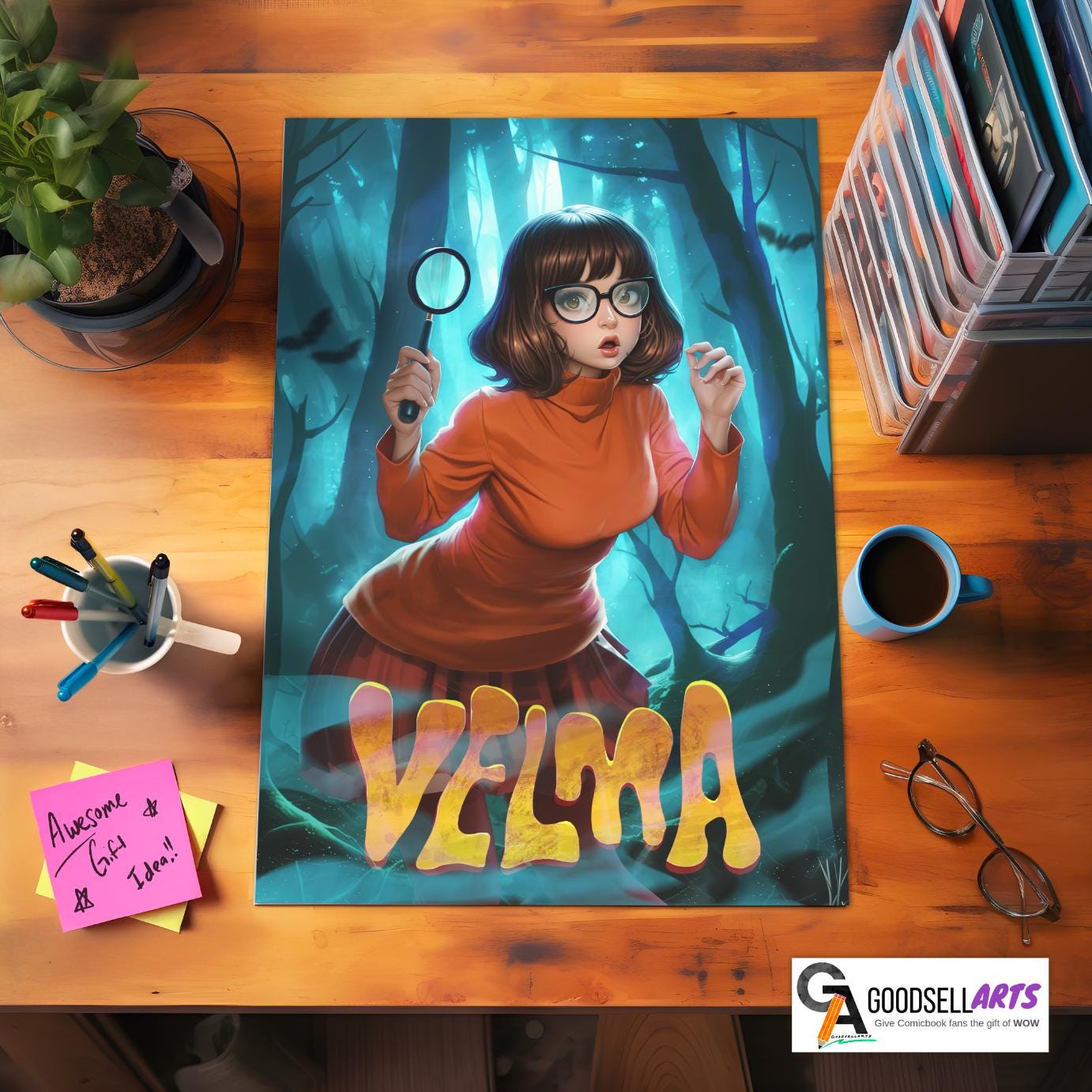 Velma Poster | Velma Cartoon Art print  | TV Show Wall Art | Retro Cartoon poster | Pop culture | 70s 80s cartoons | Velma gift