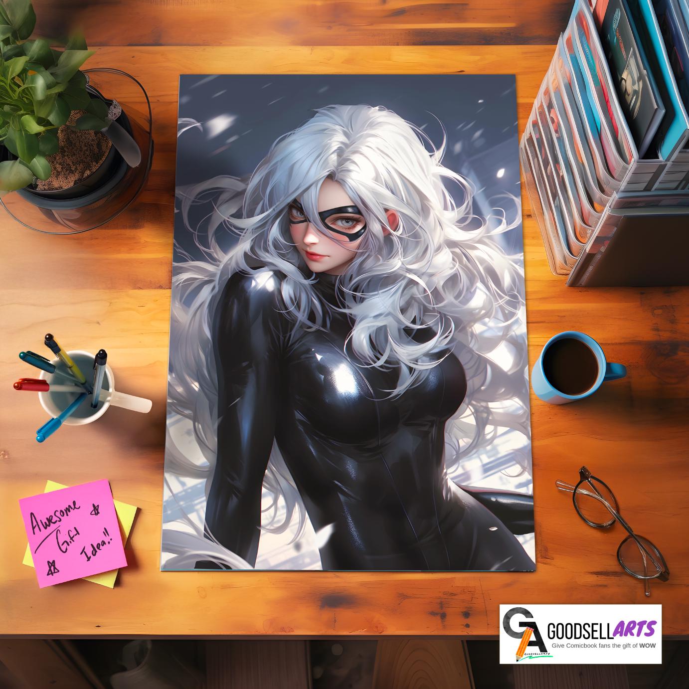 Black Cat Poster | Felicia Hardy art print | Spider-man Black Cat Wall Art | Felicia Black Cat Spiderman Gift | Marvel Black Cat art print