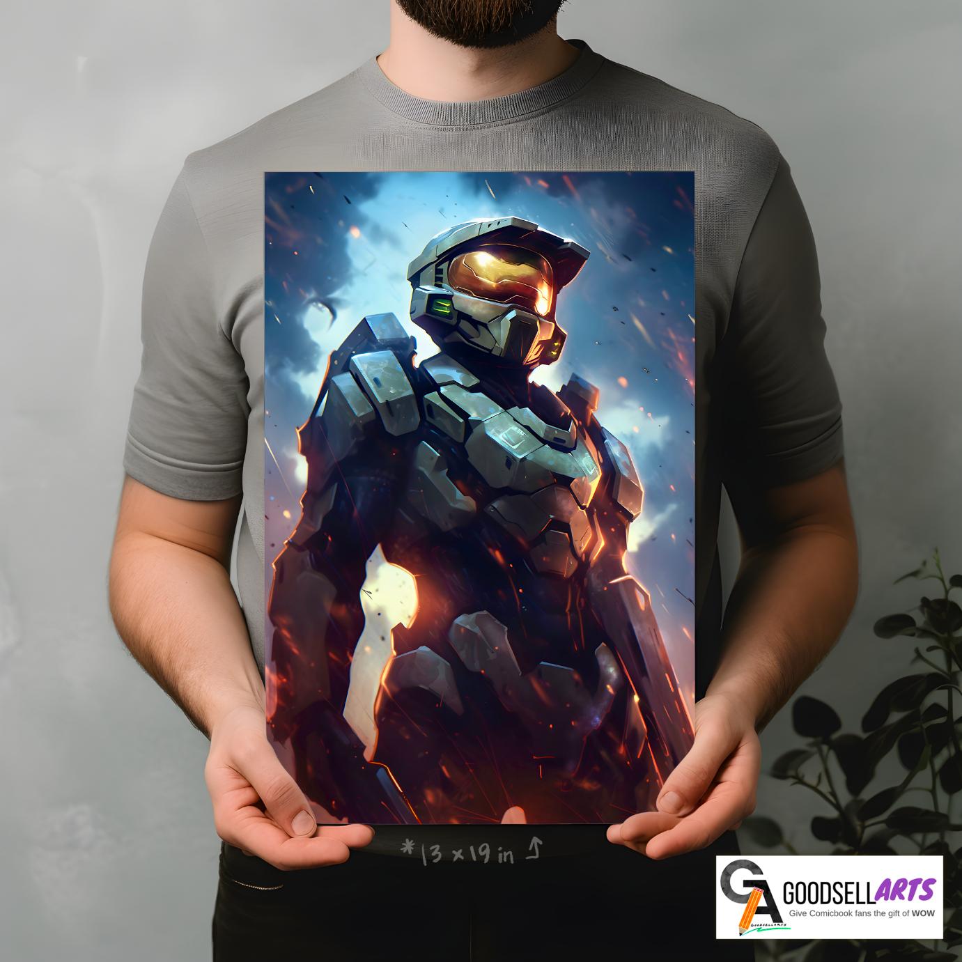 Halo Poster, Halo Gaming art print, Video Game poster, Gamer room decor, Halo infinite, Xbox Halo gamer gift, Gift for him, Large poster