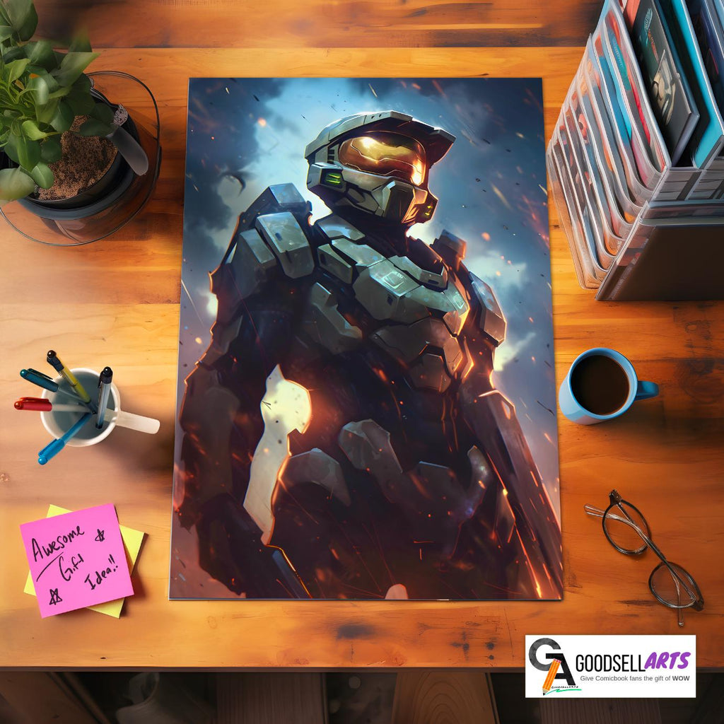 Halo Poster, Halo Gaming art print, Video Game poster, Gamer room decor, Halo infinite, Xbox Halo gamer gift, Gift for him, Large poster