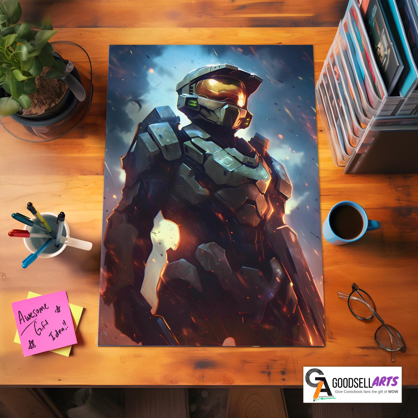Halo Poster, Halo Gaming art print, Video Game poster, Gamer room decor, Halo infinite, Xbox Halo gamer gift, Gift for him, Large poster