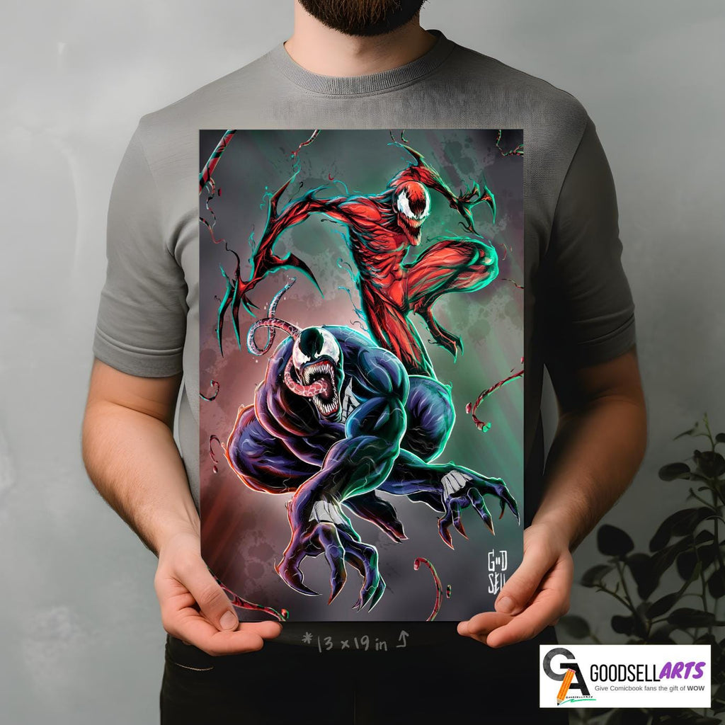 Venom and Carnage Poster | Venom print | Carnage print | Marvel Venom Wall art | Venom Gift | Spider-man Venom poster | Geek Room Decor