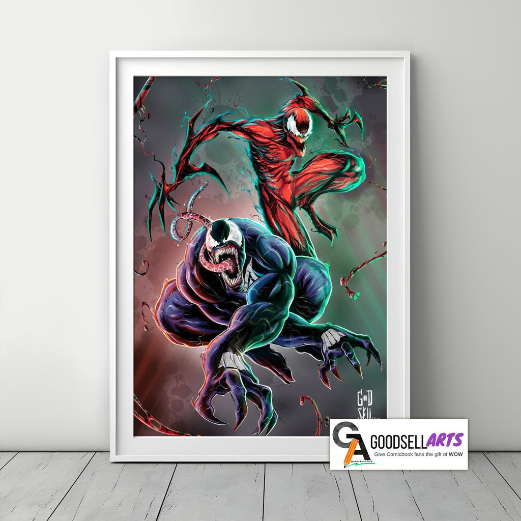 Venom and Carnage Poster | Venom print | Carnage print | Marvel Venom Wall art | Venom Gift | Spider-man Venom poster | Geek Room Decor