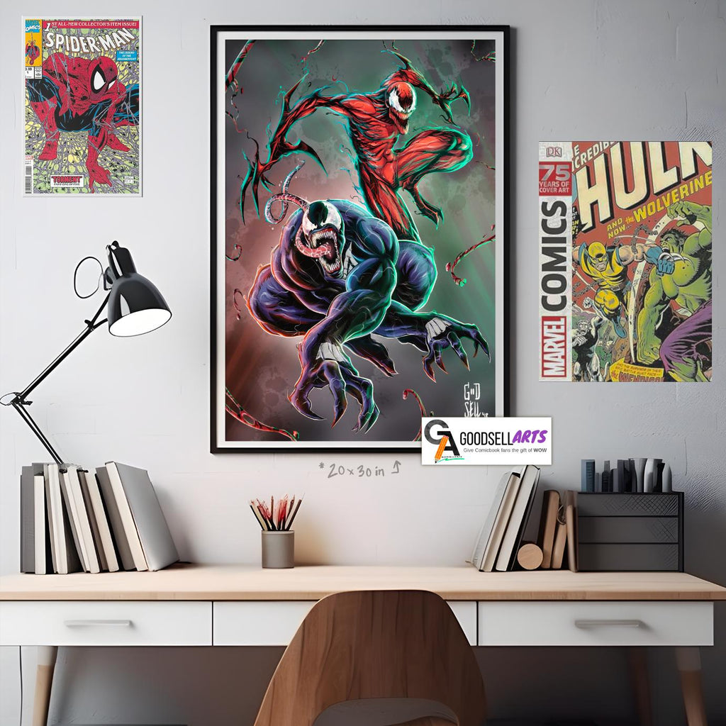 Venom and Carnage Poster | Venom print | Carnage print | Marvel Venom Wall art | Venom Gift | Spider-man Venom poster | Geek Room Decor