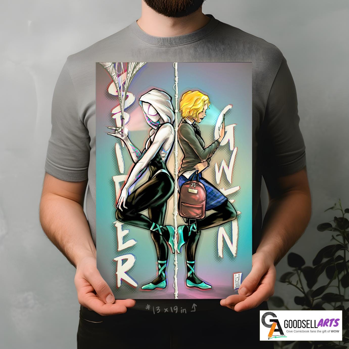 Gwen Stacy Poster | Gwen SpiderVerse art print, Marvel Gwen Stacy Wall Art, Marvel Gwen Spider Woman, Gwen Stacy art | Ghost spider poster